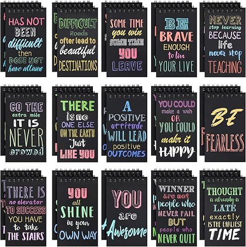 EOOUT 30 cuadernos pequeños inspiradores de 3 x 5 pulgadas, cuaderno de bolsillo en espiral de 3 x 5 pulgadas, cuaderno a granel para escuela,