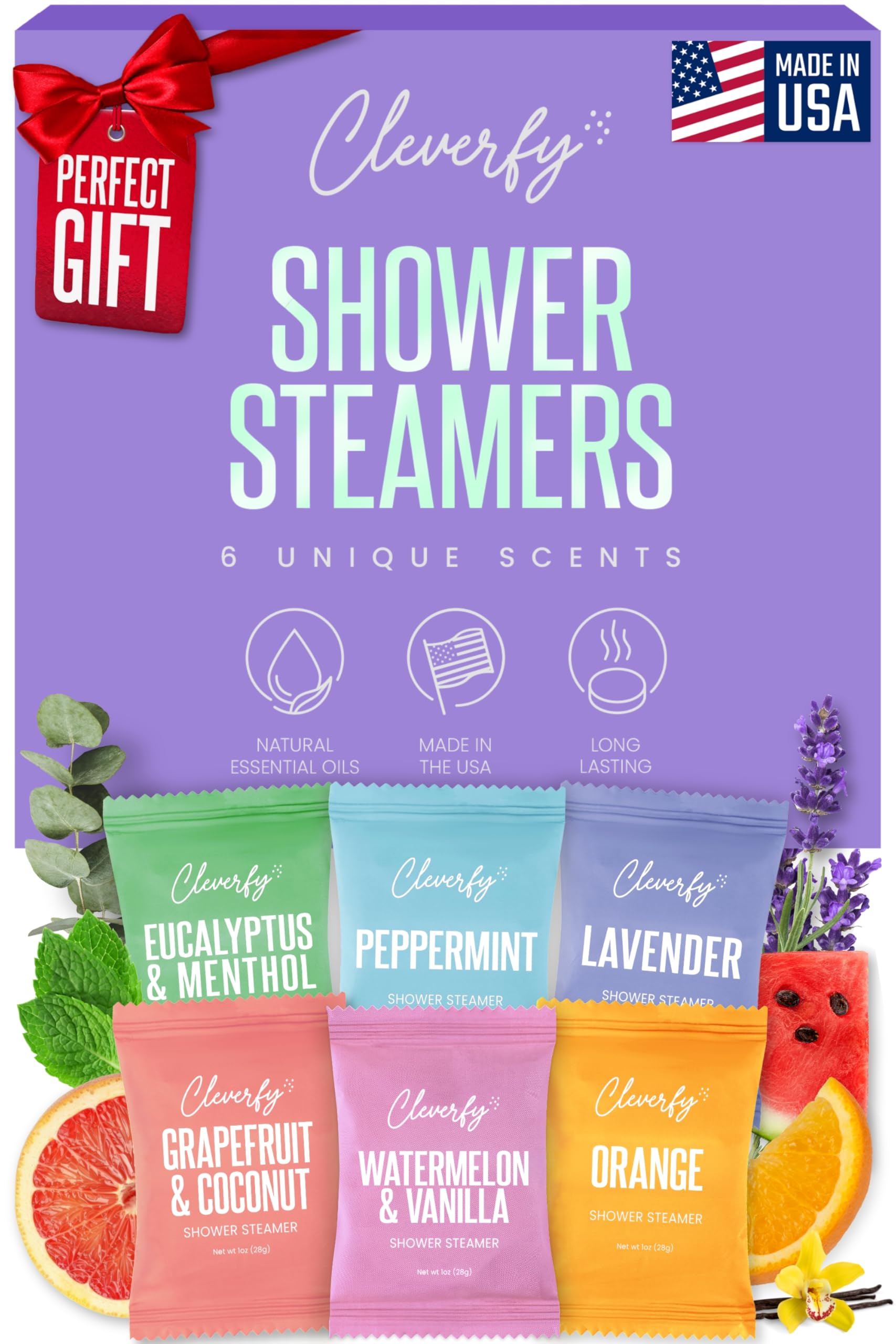 Cleverfy Shower Steamers Aromatherapy – Stocking Stuffers for Women, Teens and Wife – Christmas Gifts for Women and Teen Girls – White Elephant Gifts for Adults – 6 Tablets