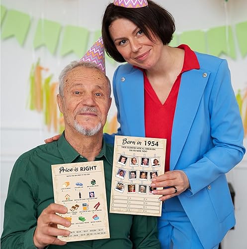 Miniatura 6 de Juegos de fiesta de cumpleaños número 70, juego de 2 actividades para 15 invitados, paquete de juegos nacidos en 1953, suministros de fiesta de