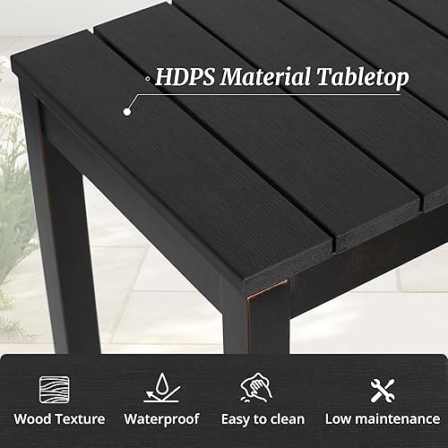 Miniatura 4 de Mesa de bar para exteriores, mesa de barra de patio de 45 pulgadas, color negro, resistente a la intemperie, resistente a la intemperie, mesa de