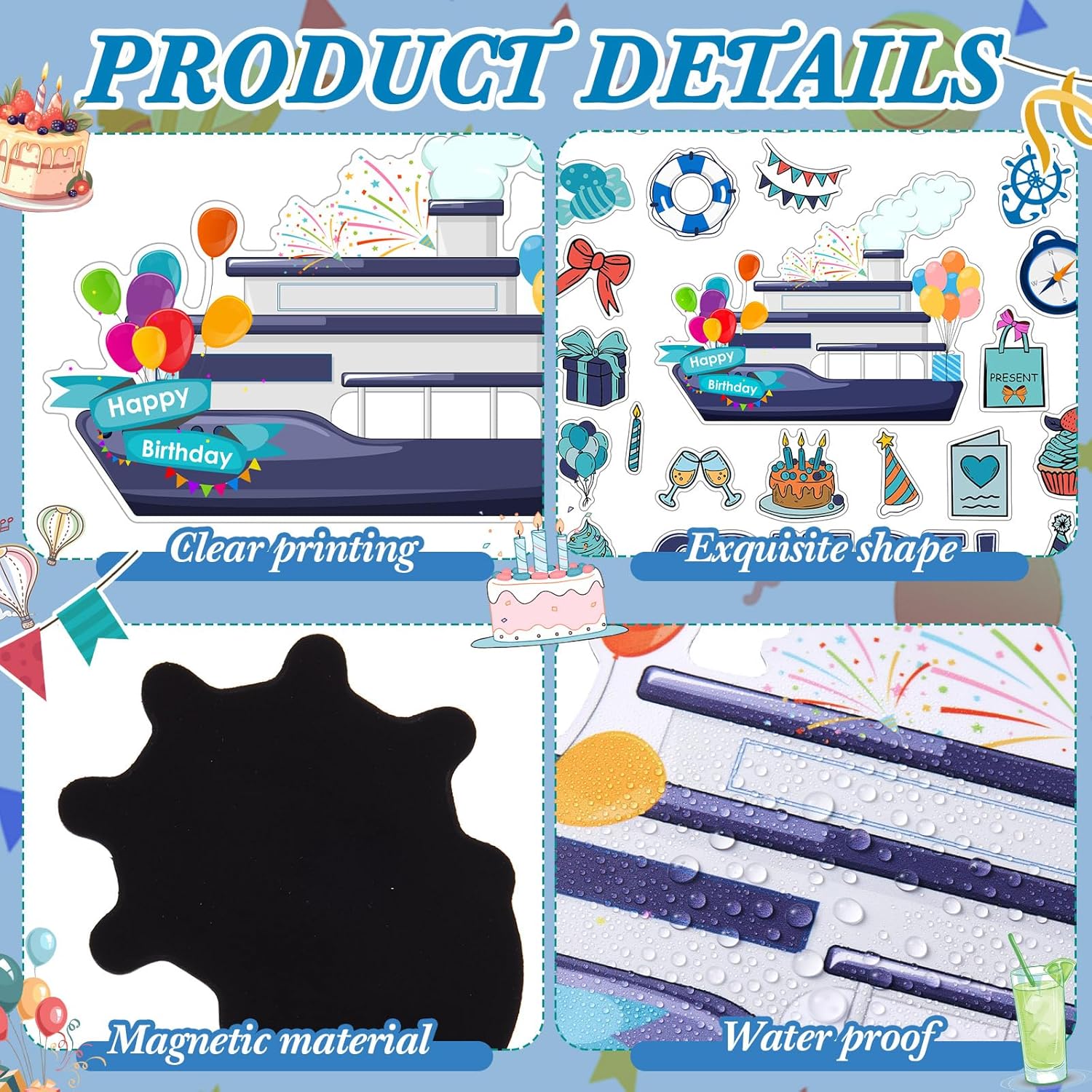 Leumoi 27 Pcs Cruise Door Magnets Decorations Funny Cruise Ship Door Magnets Magnetic Reusable Cruise Magnet for Cabin Door Ship Refrigerator Office Car Accessories(Birthday) - Image 4