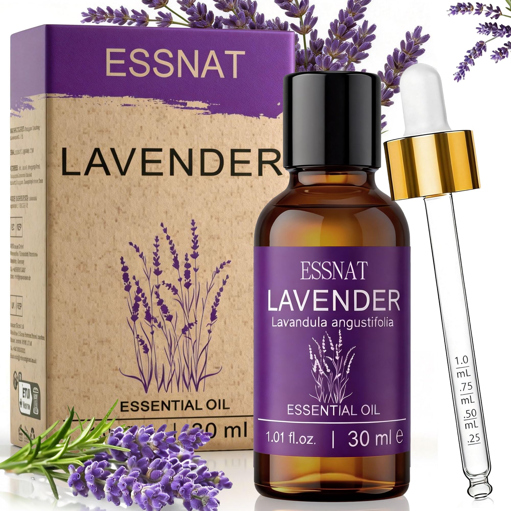 Olio Essenziale Lavanda 30 ml – olio essenziale di lavanda 100% naturale, da Lavandula angustifolia, ideale per aromaterapia, diffusore di oli essenziali, massaggi e progetti fai da te