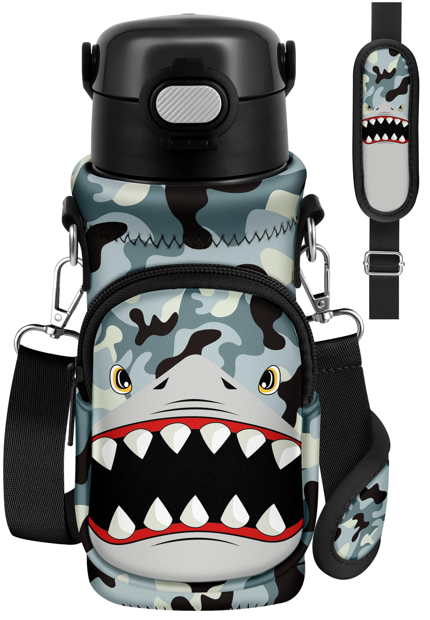 Miss Adola Water Bottle Carrier with Strap - Insulated Neoprene Water Bottle Holder Bag with Pocket for 14-20 oz