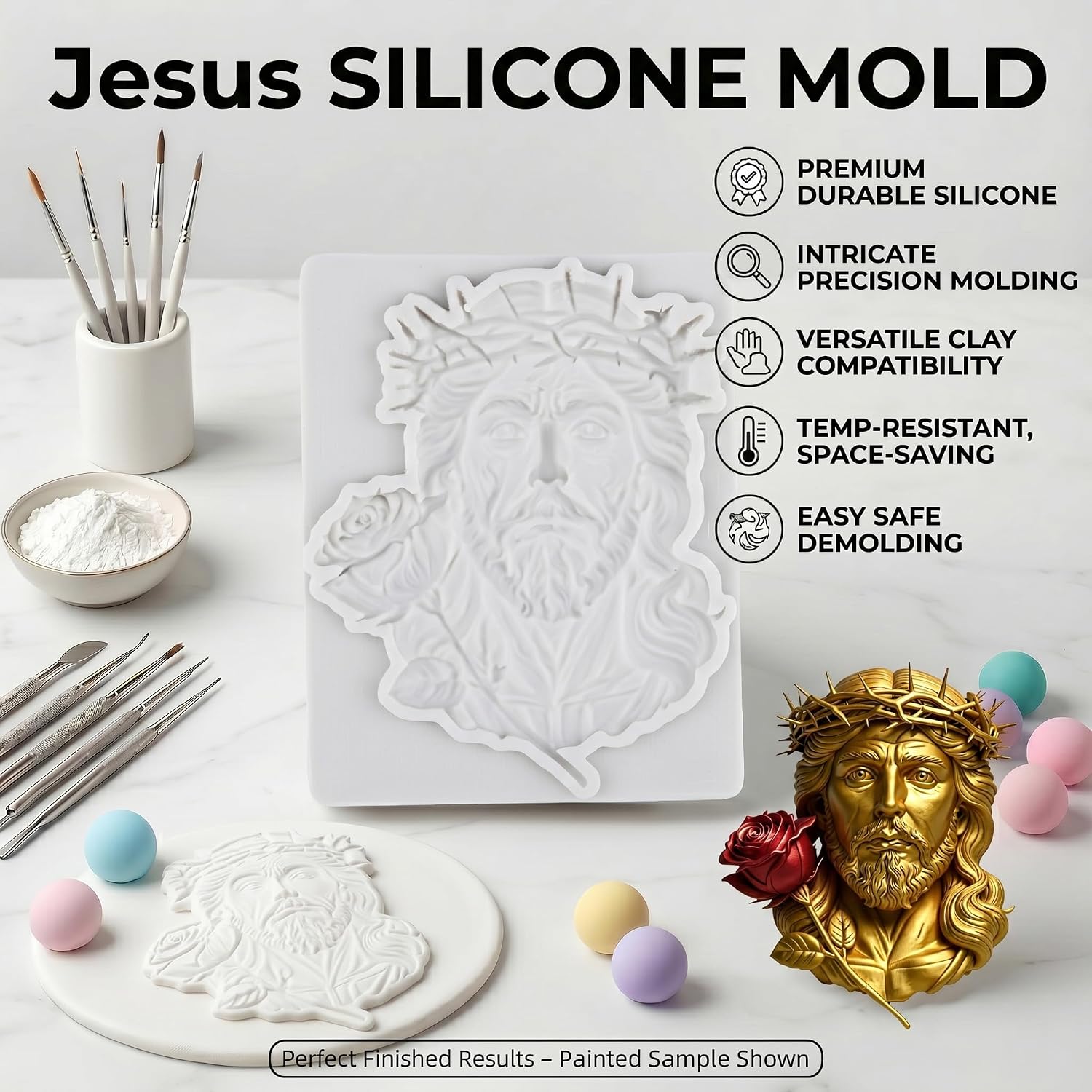 Jesus Silicone Mold Religious Jesus Polymer Clay Molds
