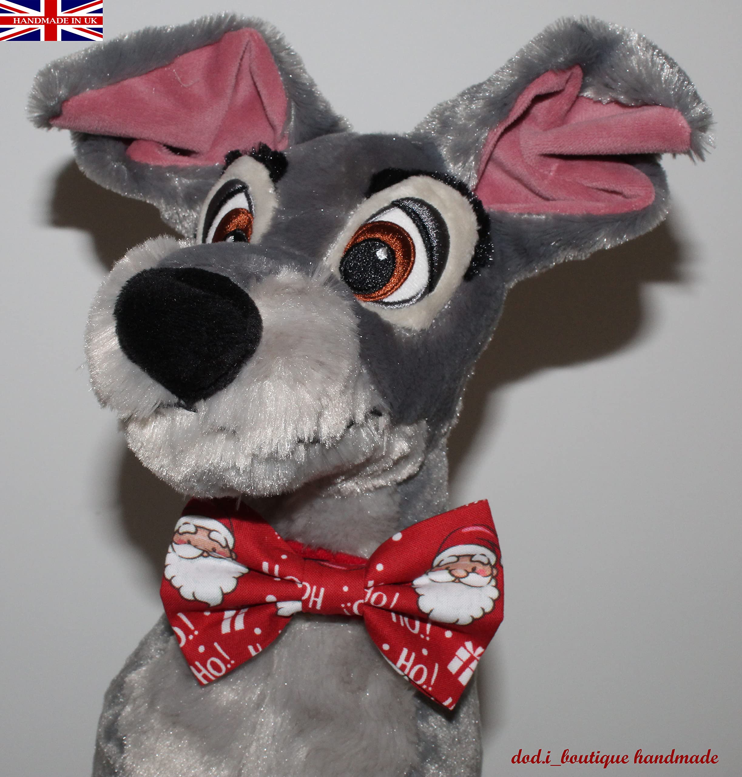 New Dogs Bow Tie Bowtie Christmas SANTA CLAUSE HO HO! RED Elastic Band attach COLLAR ACCESSORY Handmade UK (Santa HO! Large) - Image 2