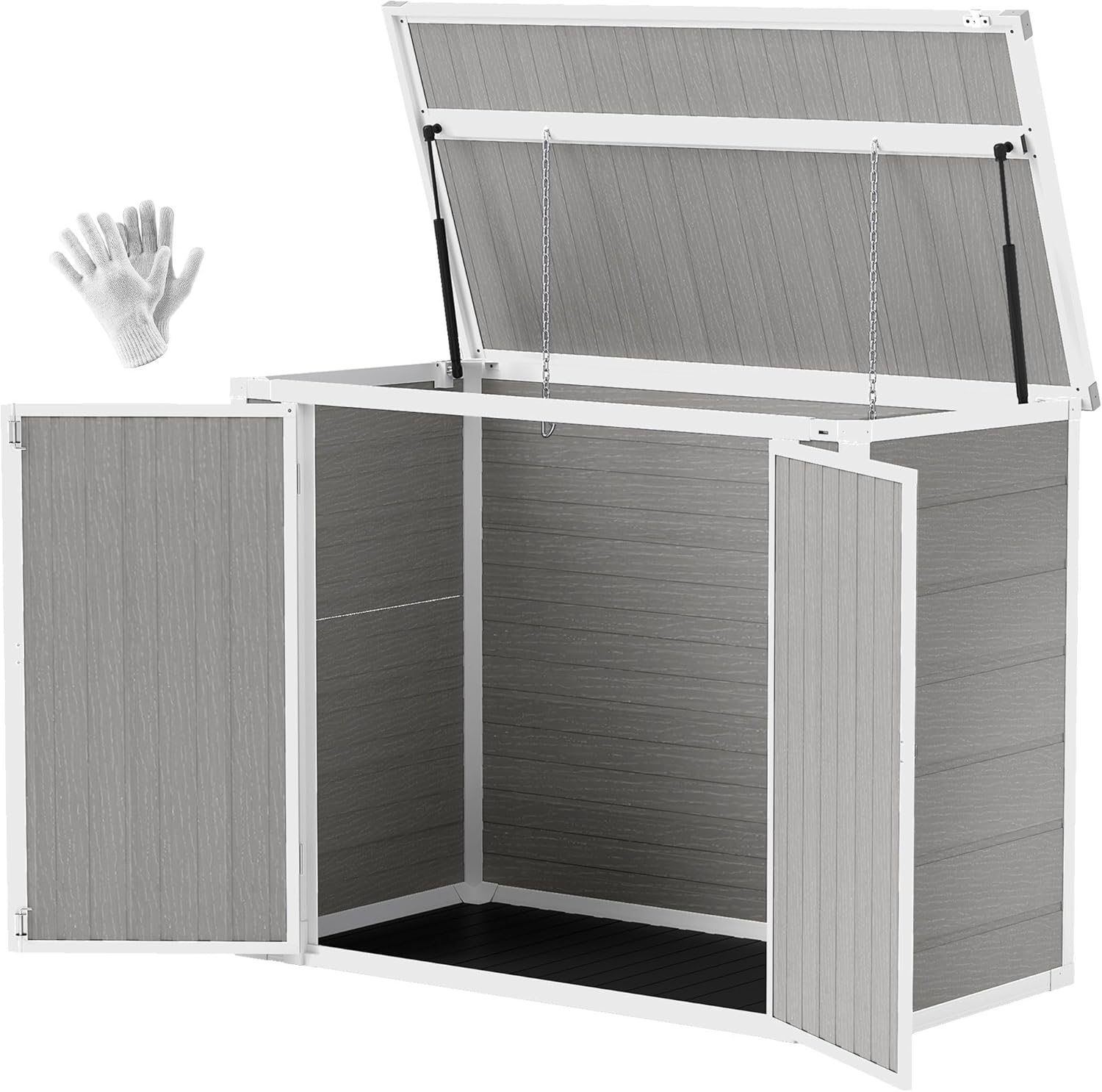 Horizontal Storage Shed for Two 63.4-Gallon Trash Bins