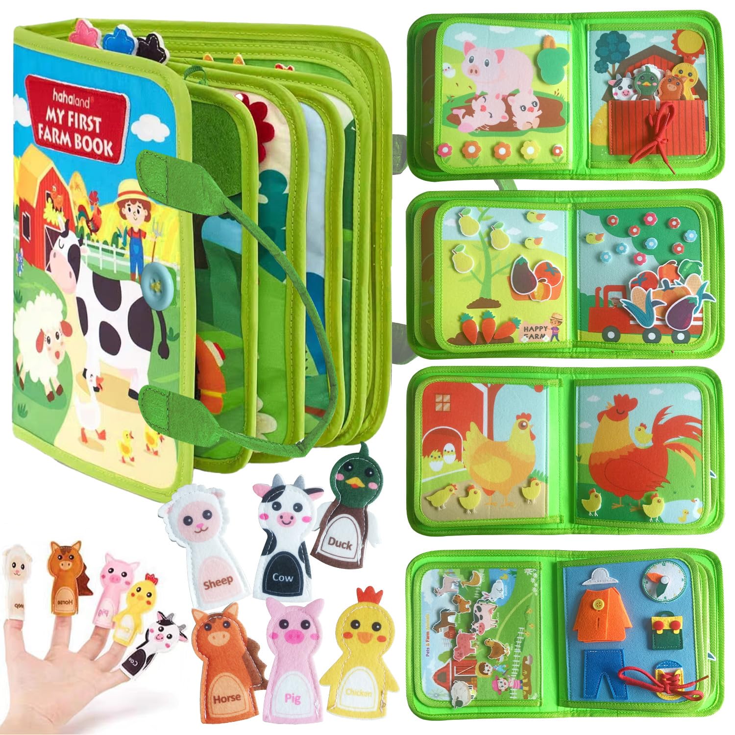 Busy Board ab 1 Jahr,Montessori Spielzeug ab 1 2 3 4 Jahr,Lernspielzeug Quiet Book Bauernhof ab 1 2 Jahr,Geschenke für Jungen Mädchen,Sensorik Spielzeug,Motorikspielzeug,Kinderspielzeug Activity Board