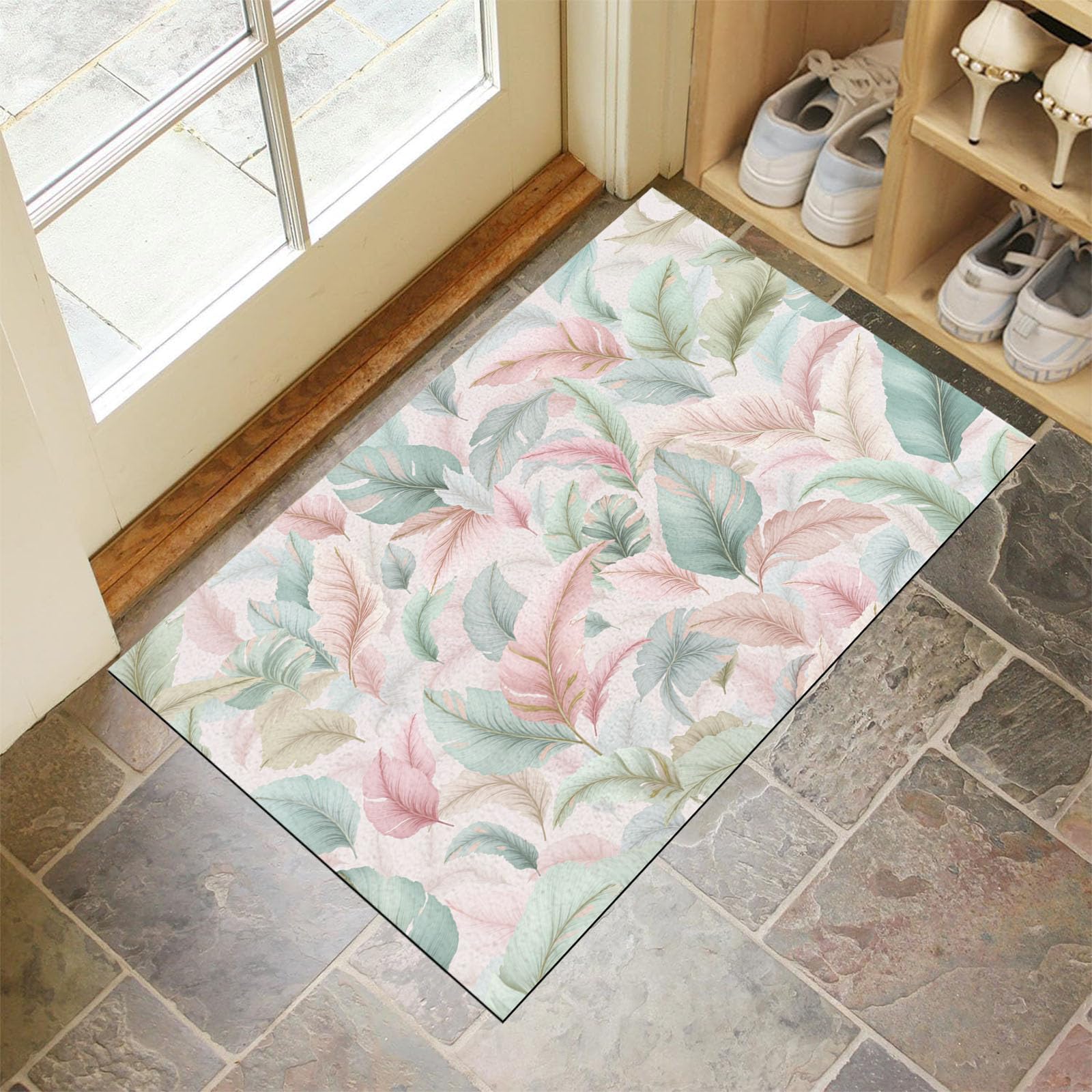Tapis de salon plantes tropicales 40x60 cm antidérapant et lavable