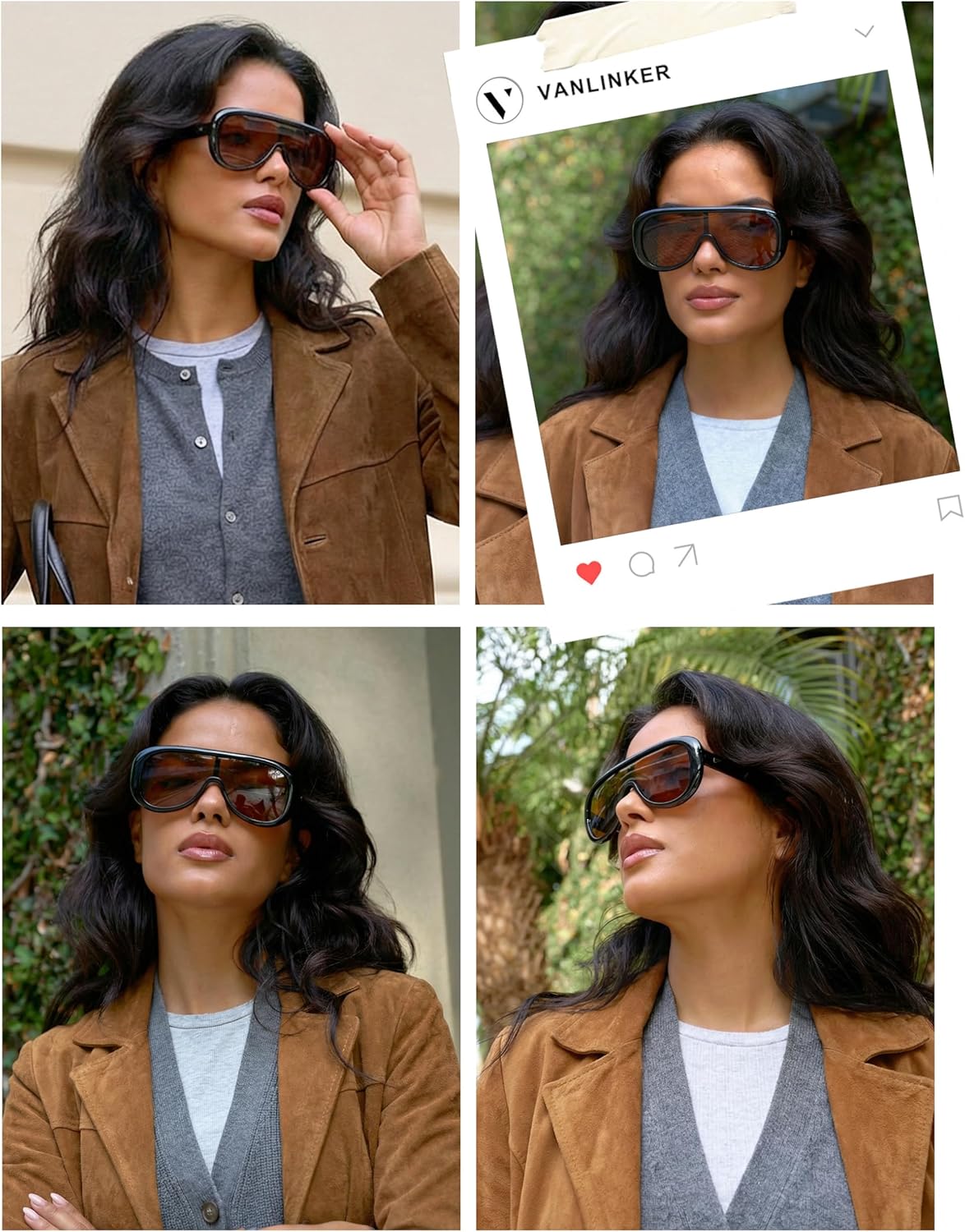 VANLINKER Oversized Aviator Square Sunglasses Womens Men Trendy One-Piece Polarized Lens Retro Futuristic Mask Shades VL9888 - Image 2