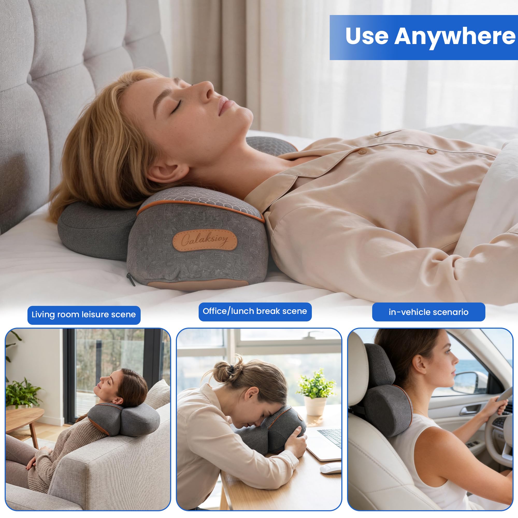 TheraPillow Original Almohada masajeadora de cuello 3 en 1 con calor y tracción suave inalámbrica