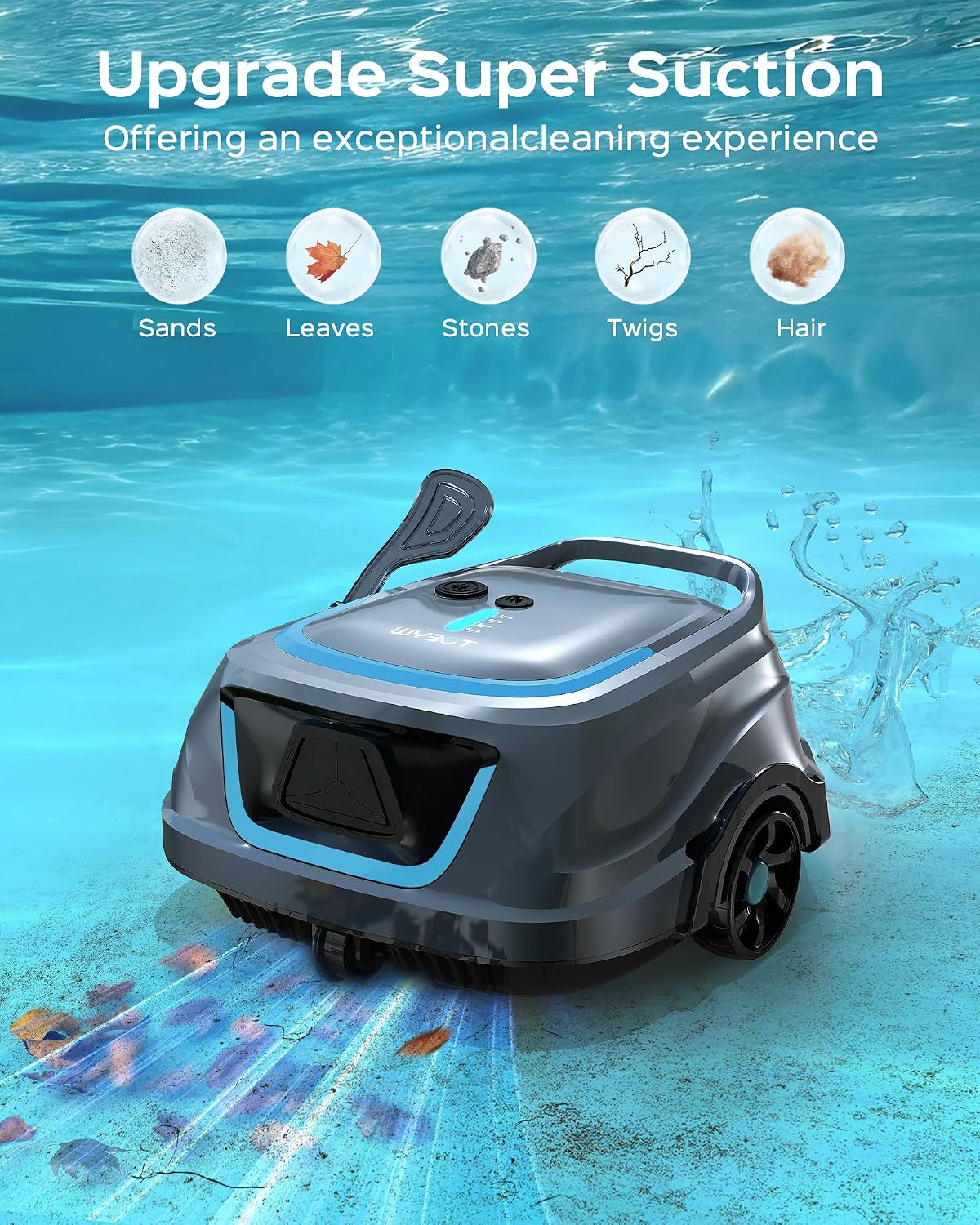  A1 Cordless Pool Vacuum Robot for Above Ground Pool, Grey | Dual-Layer Filtration, Strong Suction, 130 Mins Runtime, Cleaning up to 1,100 Sq. Ft., 4 Cleaning Modes thumbnail
