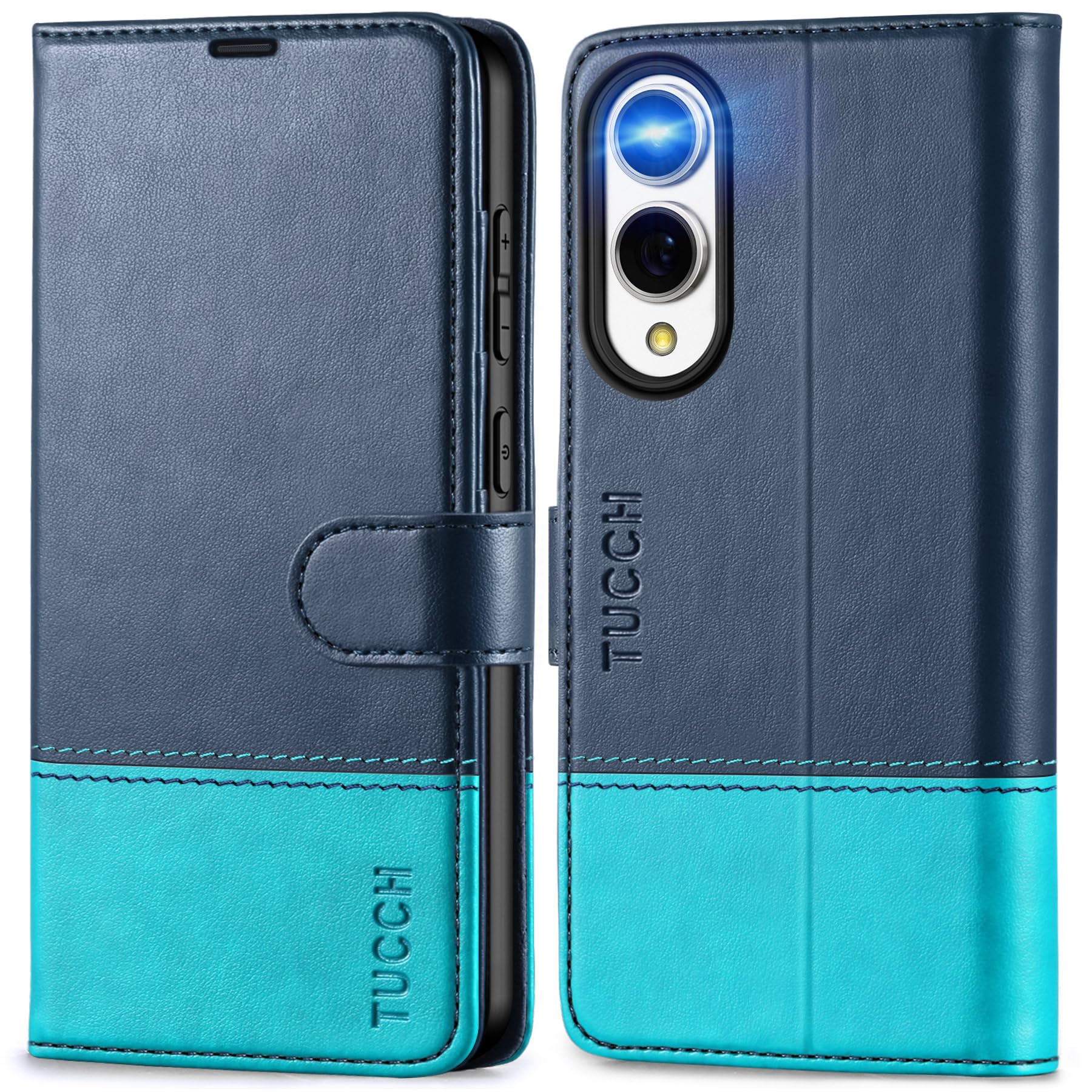 TUCCH Wallet Case for Galaxy S25 Edge 5G, Magnetic PU Leather Kickstand [RFID Blocking] 4 Card Slots Folio Cover with TPU Shockproof Inner Shell