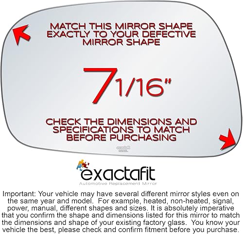 Miniatura 2 de Espejo lateral del conductor de repuesto para Toyota Camry Sedan de 4 puertas para puerta izquierda, espejos planos, adhesivos exactafit 8202L