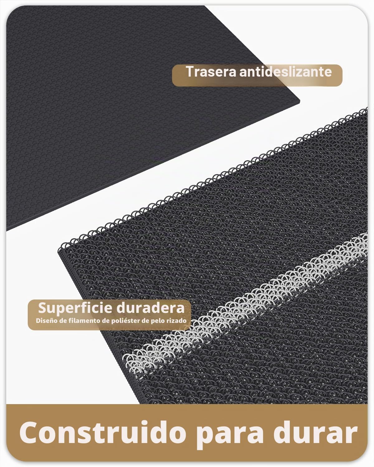 Color G Felpudo Entrada Casa, Felpudo Exterior Impermeable, Alfombra Entrada Casa Lavable Atrapar Suciedad, Alfombrilla Antideslizantes Cuidado Fácil para Exterior, Pasillo (60x120 cm, Negro)