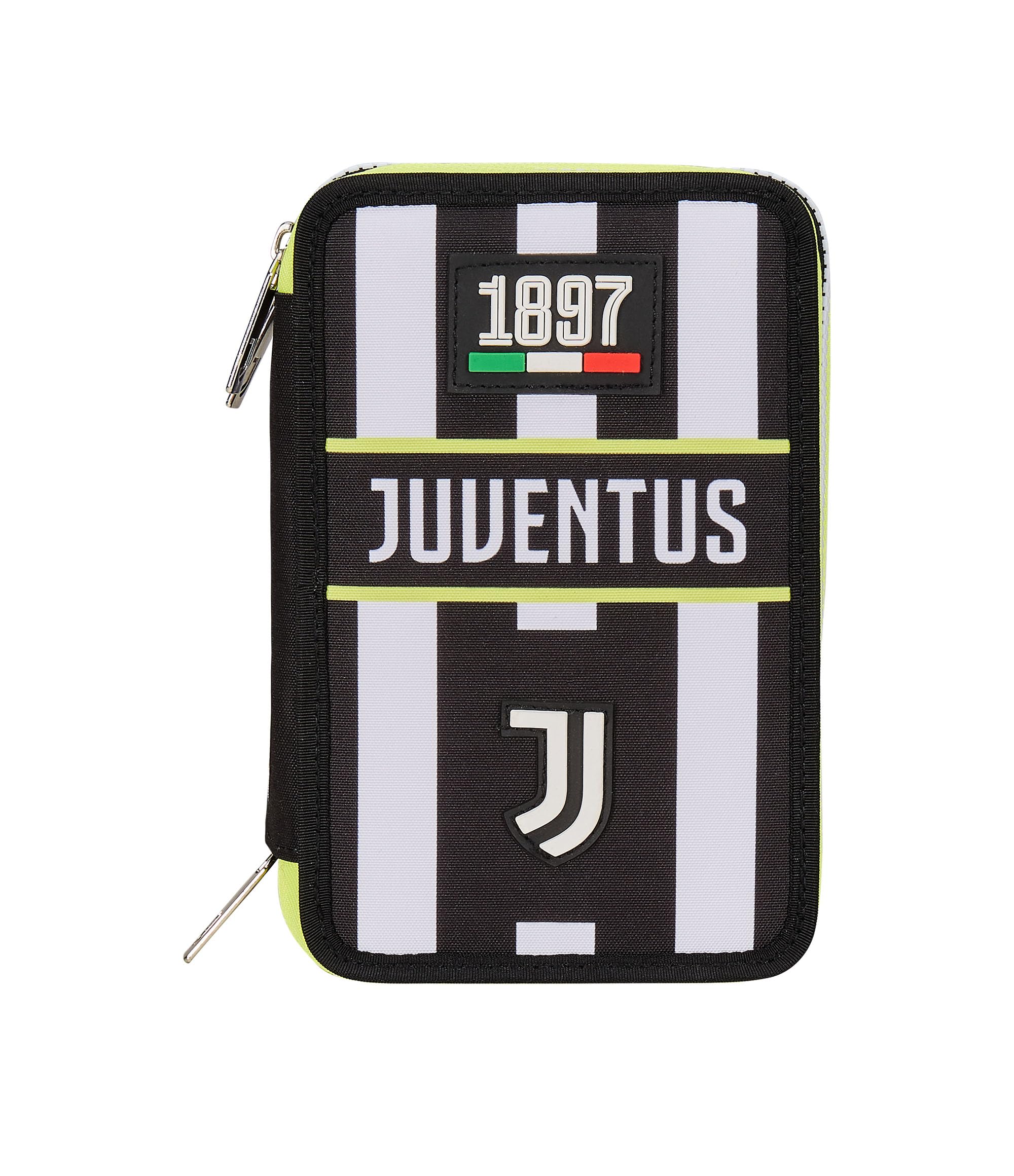 Seven Astuccio Scuola 3 Scomparti, F.C. JUVENTUS Calcio - WIN IS THE RULE, Bianco Nero - Portapenne Multi Scomparto Con Matite, Penne e Colori, Accessori Zaino, Zaino Scuola - Astuccio Bambino