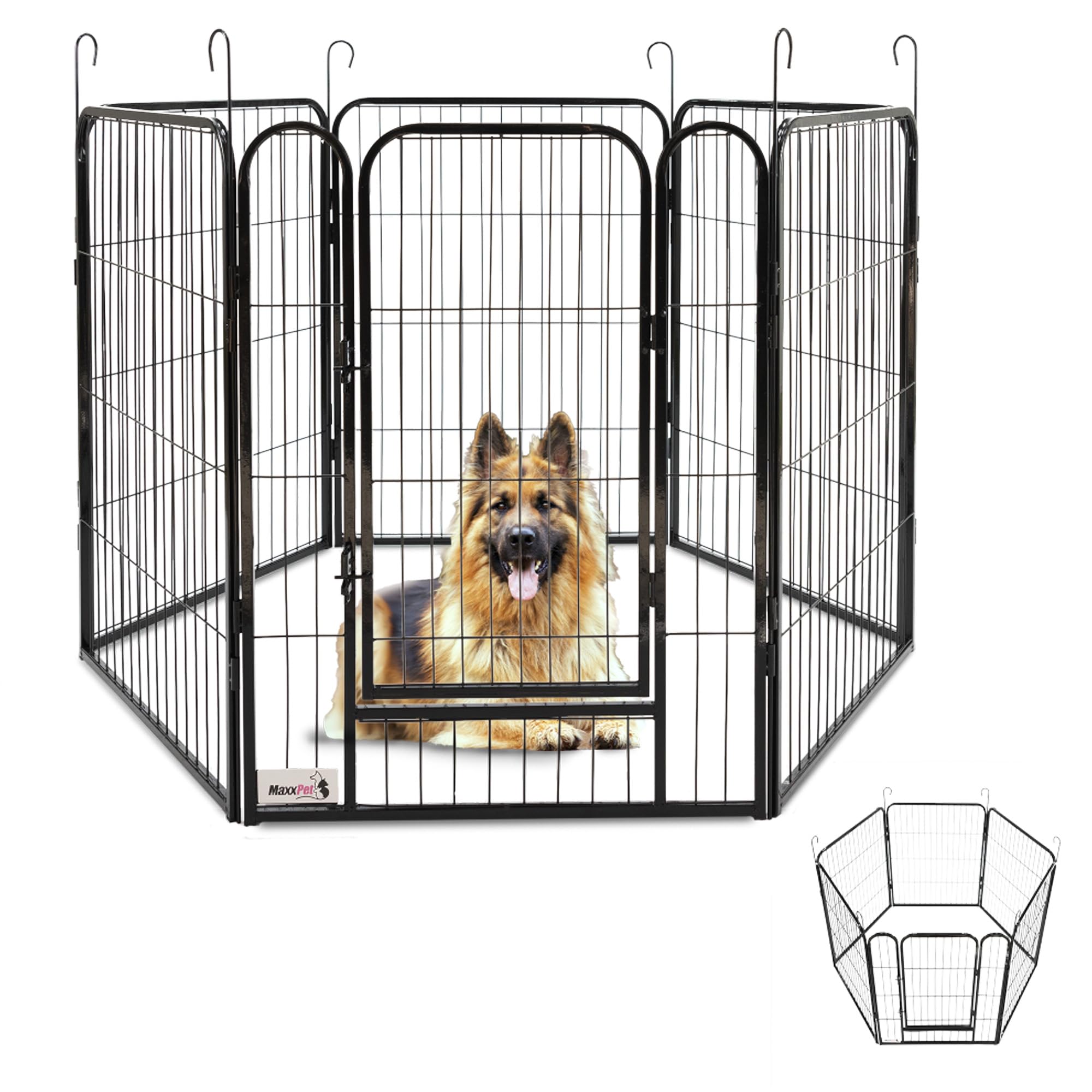 MaxxPet Cachorros - Banco para Perros - Parque para Cachorros con 6 Paneles - Acero - 78 x 60 cm