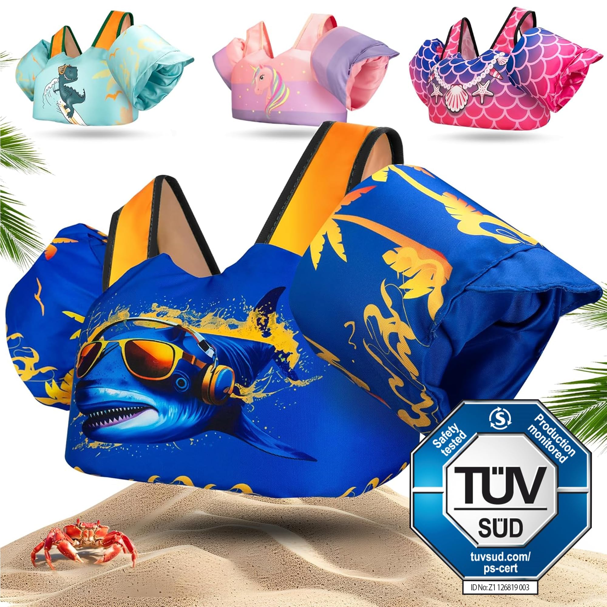 KIDVERSE Schwimmweste Kinder 3-6 Jahre - Geprüfte Qualität - Schwimmweste mit Schwimmflügel für Kinder - Schwimmhilfe für Jungen & Mädchen bis 30kg - Auftriebsweste Kinder - Schwimmtraining