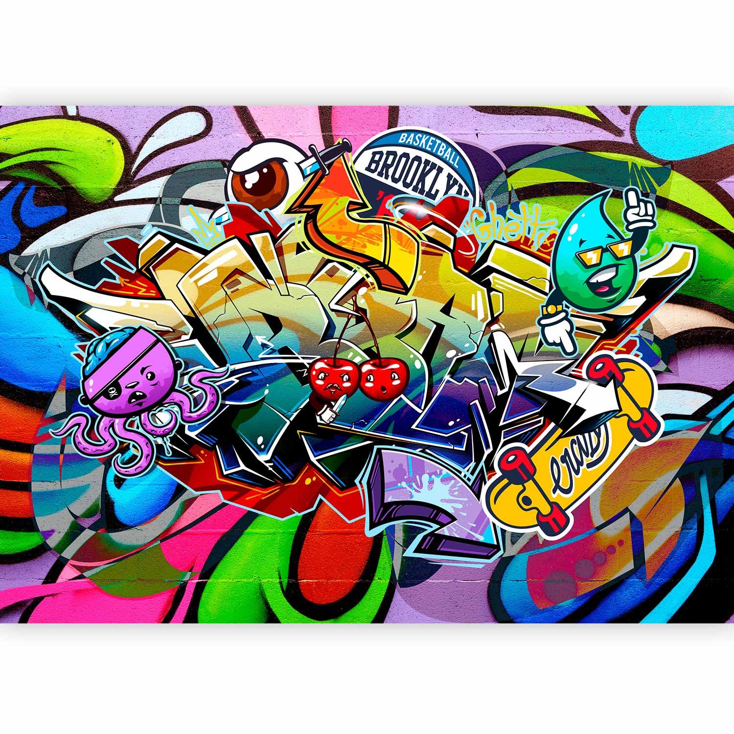 artgeist Wall Mural Graffiti 135x101 in - Peel and Stick Self-Adhesive Wallpaper Removable Large Sticker Foil Wall Decor Print Picture Image Design Street Art Urban Mural i-C-0179-a-a