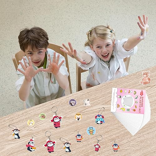 Miniatura 3 de Kit de hojas de plástico retráctiles de 137 piezas, incluye 12 piezas de papel de arte retráctil con 125 llaveros accesorios para manualidades