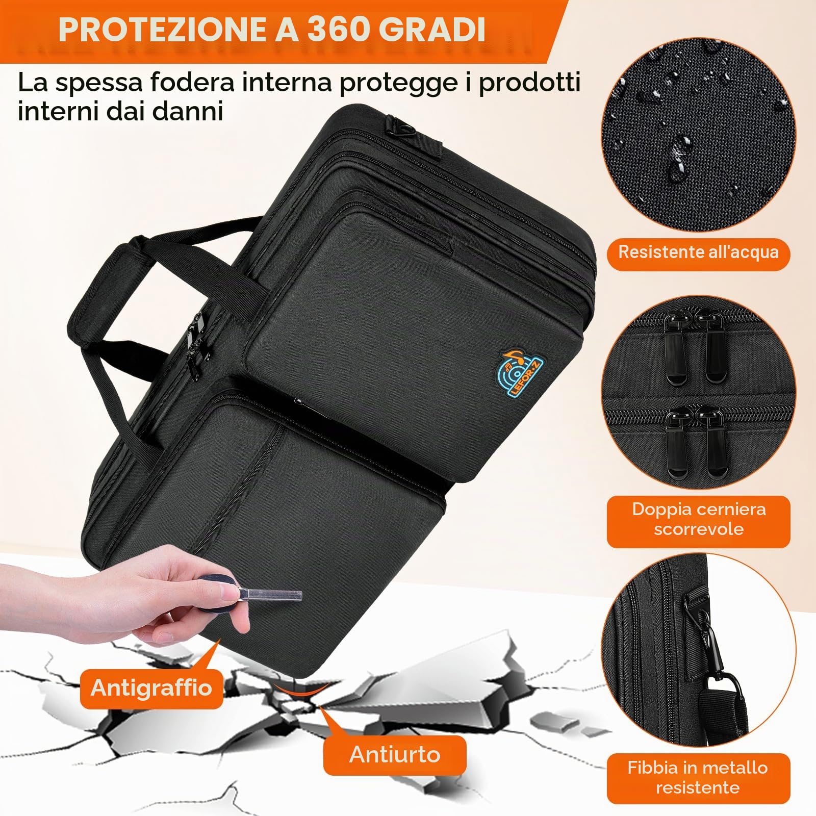 Custodia Protettiva da Viaggio per Pioneer DJ DDJ-FLX4/DDJ-REV1/DDJ-400/DDJ-SB3/DDJ-RB,Borsa Imbottita con Tracolla Regolabile per DJ Controller Adatta Numark Mixtrack Pro FX/Platinum FX/Roland DJ-202