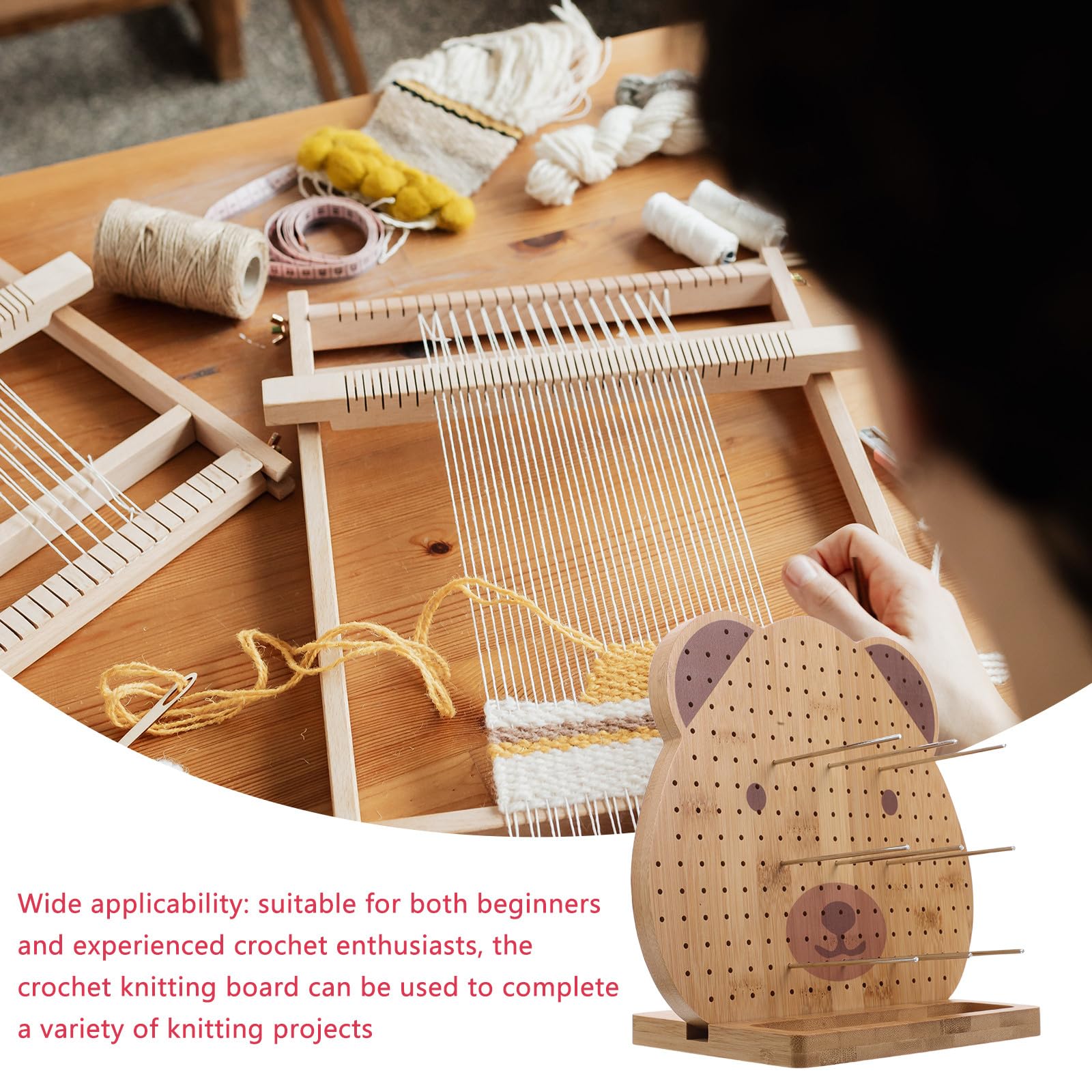 Luxshiny Tablero de Bloqueo para Crochet Herramienta Esencial con Alfileres de Madera Durable para Proyectos de Tejido y Ganchillo para Manualidades en Casa