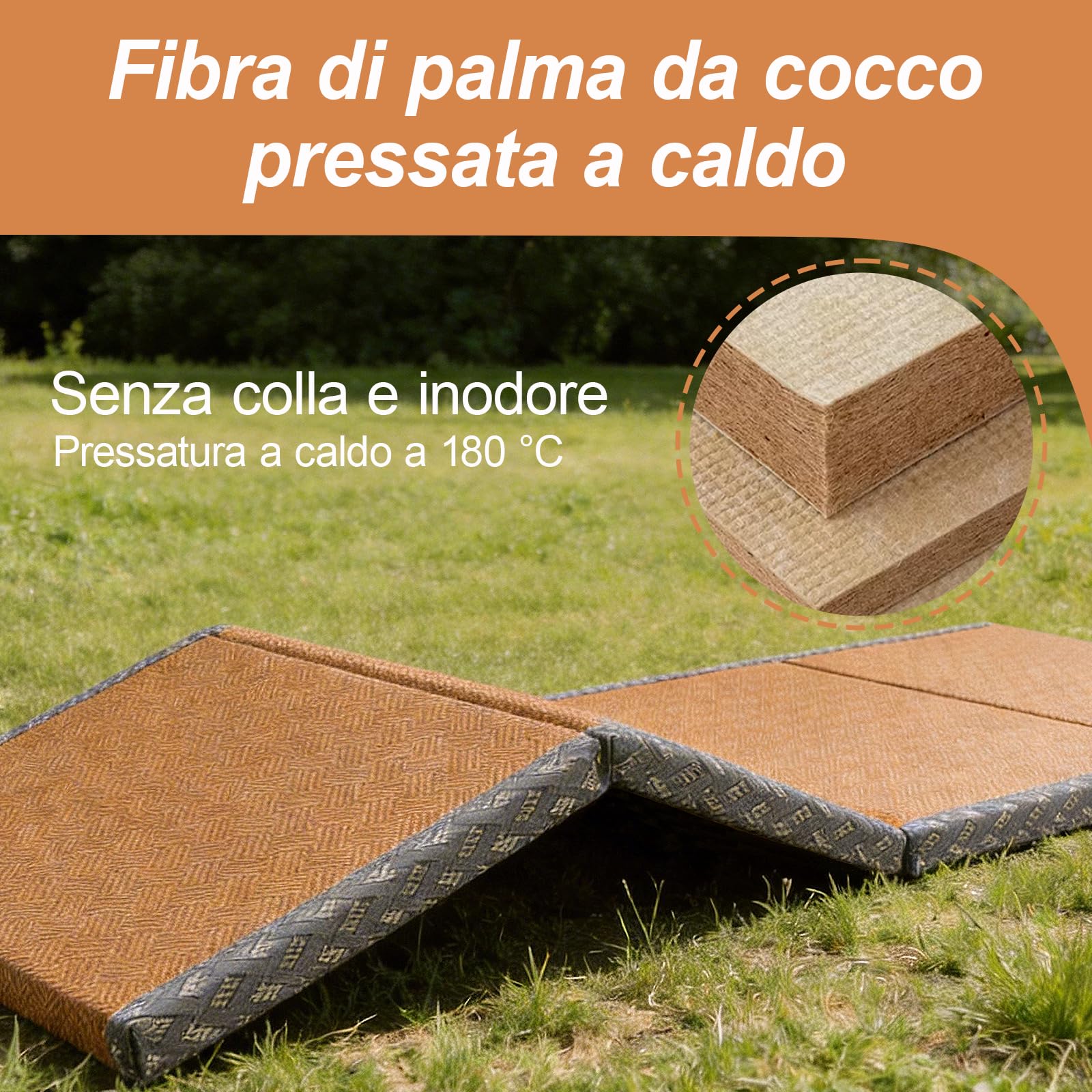 Tradizionale Giapponese Tatami Futon Materasso, Tappetino Giapponese Futon in Fibra di Cocco per Dormire, Meditazione, Yoga, Zen, 120×200×3.5cm