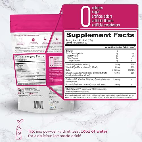 Miniatura 5 de AgelessLX Cápsulas de suplemento de biotina, limonada de fresa y polvo de verdes poderosos - Suplementos antienvejecimiento