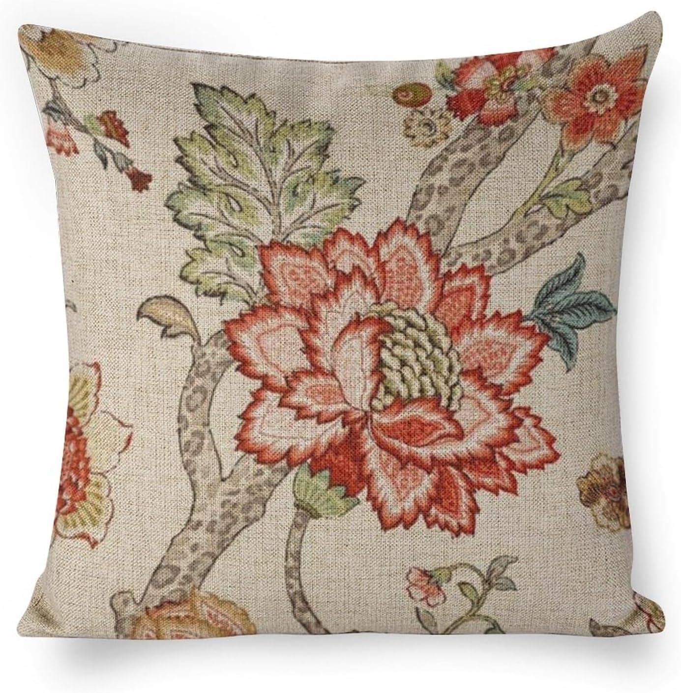 Throw Pillows Covers Floral Red Jacobean Pillow Cover