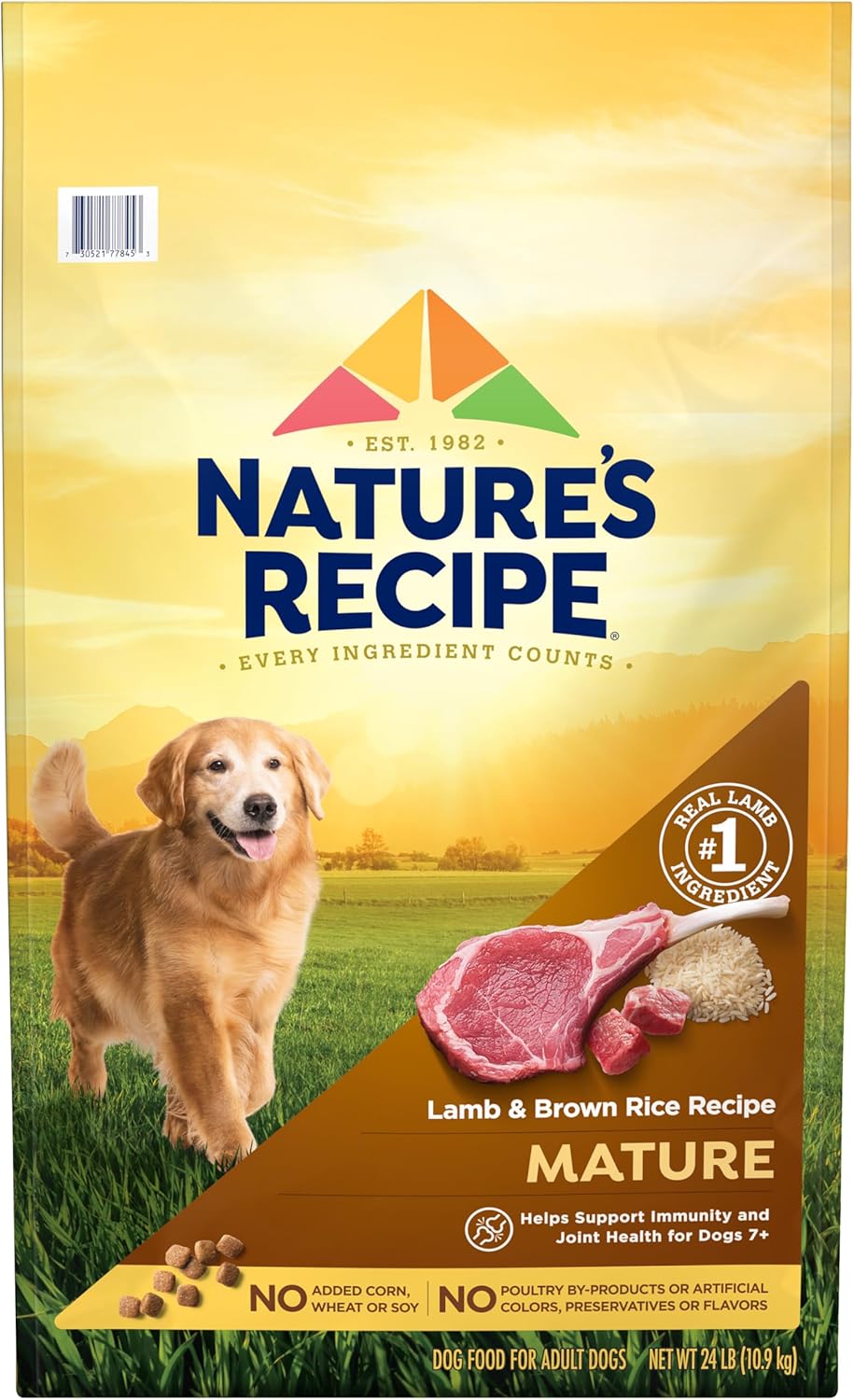Nature's Recipe Mature Lamb & Brown Rice Dry Dog Food 24 lb - Supports Joints Digestion for Senior Dogs 7+