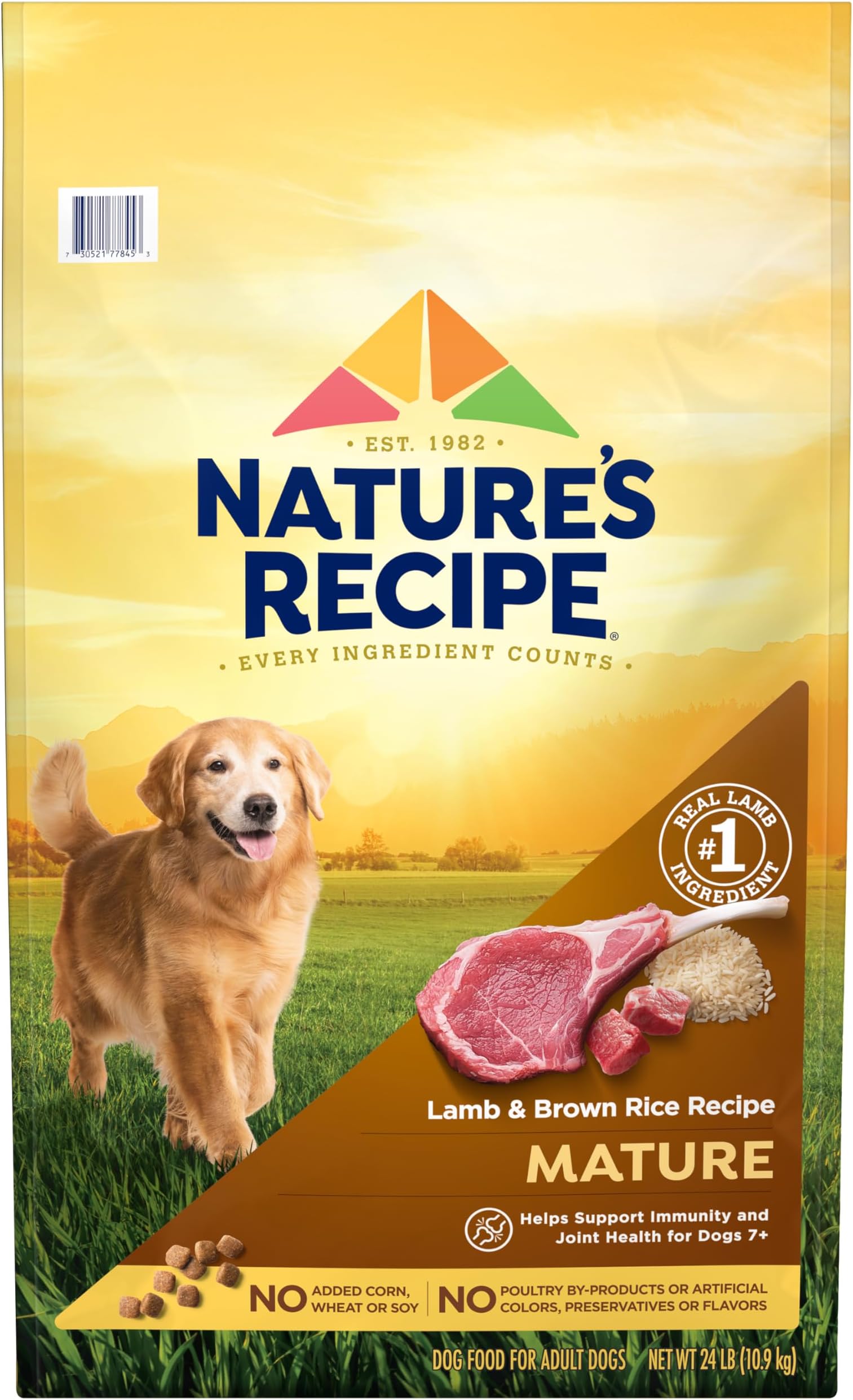 Nature’s Recipe Mature Lamb & Brown Rice Recipe Dry Dog Food, 24 lb. Bag