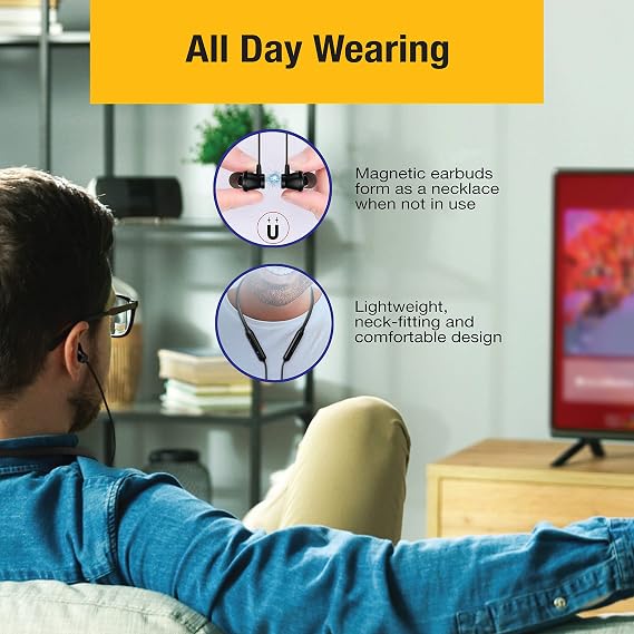 Wireless Neckband Headphones for TV Watching with Bluetooth 5.3 aptX LL Transmitter No Delay Lightweight High Volume Ideal for Seniors 3.5mm Aux RCA TOSLINK Optical