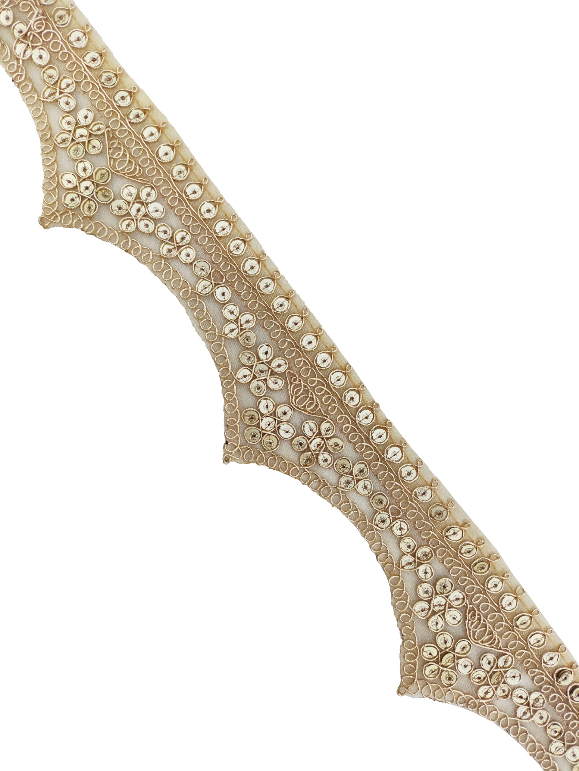 CARTZEYE Embroidery Gold Work Lace Border with Sequence Decorative Ribbon for Saree, Dress, Kurti, Bandhani, Lehenga - 5 cm Width (Chiku, 6 Meter) 3