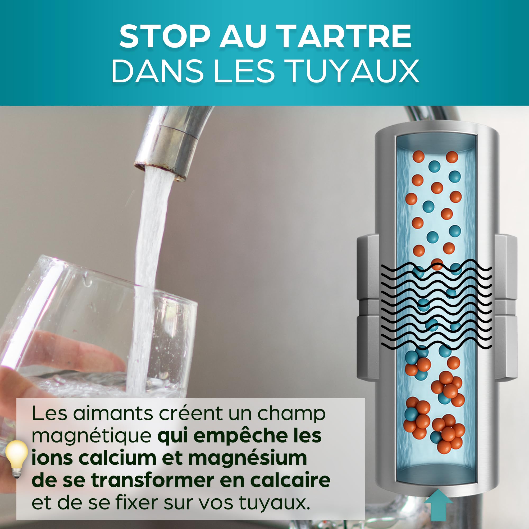 ORINKO Aimant Anticalcaire Magnétique Puissant pour Canalisation et Robinet – Anti Calcaire Magnétique pour Lave-Linge, Lave-Vaisselle et Douche – Adoucisseur d’Eau sans Produit Chimique