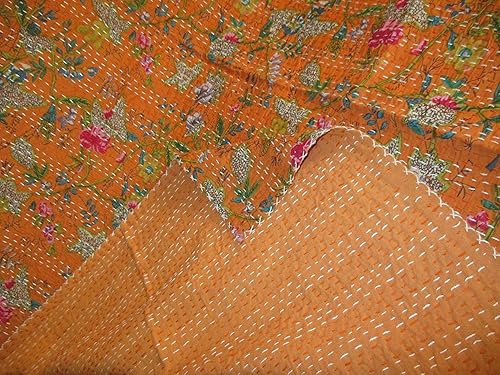 Miniatura 3 de Sophia-Art Colcha de pájaro del paraíso con estampado de pájaro Kantha, ropa de cama hecha a mano Kantha tribal individual indio Kantha, colcha