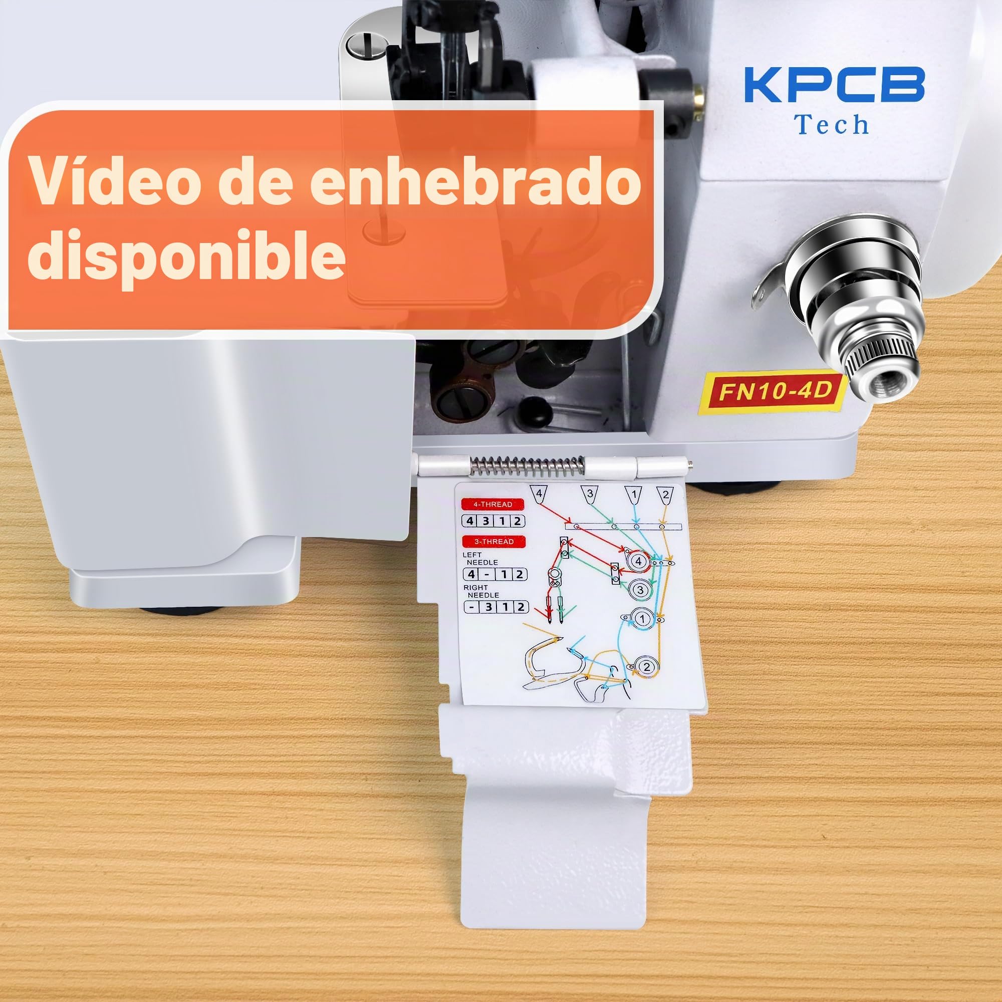 KPCB Máquina de coser overlock 3/4 hilos con kit de accesorios