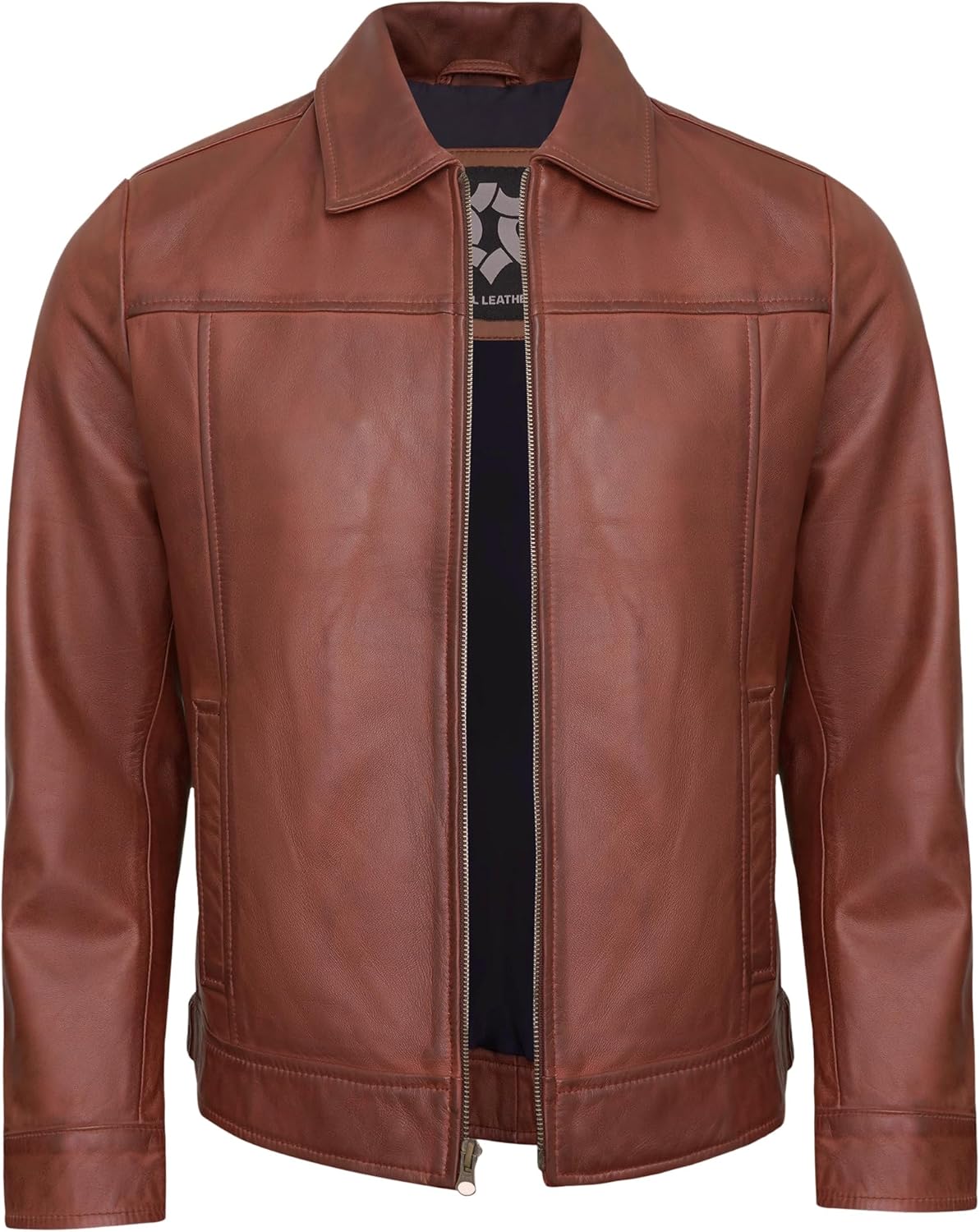Vintage Leather Jacket Men - Real Lambskin Classic Turn Down Collar Leather Jackets For Mens - Image 2