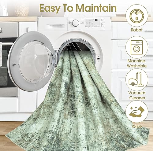 Miniatura 32 de Alfombra de área para sala de estar: alfombra lavable de 5 x 7 con respaldo antideslizante, no desprende pelo, resistente a las manchas, plegable