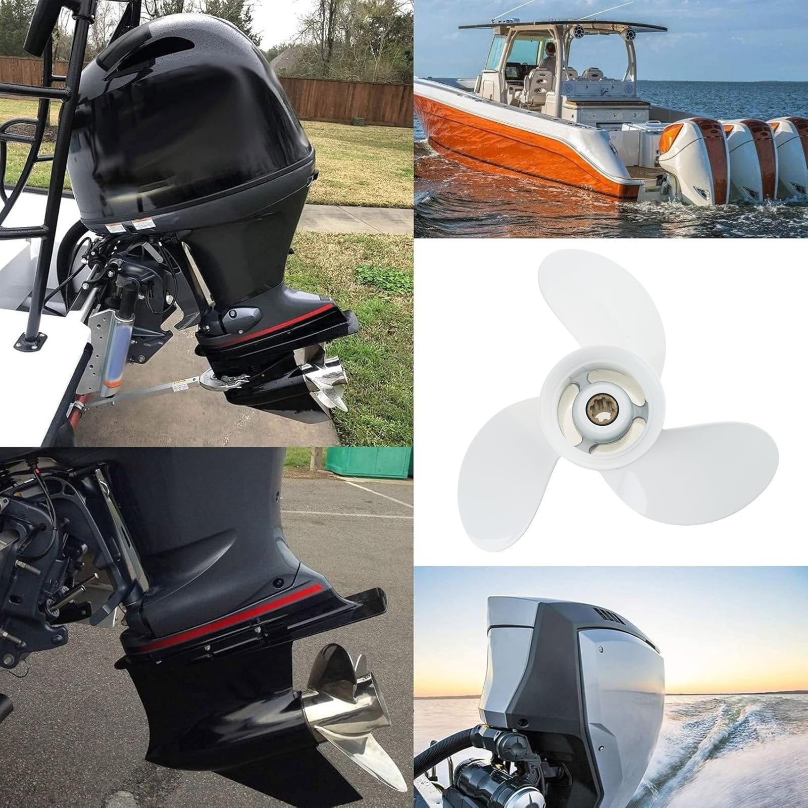 Hélice de aluminio de 9 3/4 pulgadas para embarcaciones acuáticas 683-W4592-02EL para fuerabordas de 9.9 HP, 15 HP, 20 HP, 3 cuchillas, hélice de barco de pesca de funcionamiento suave