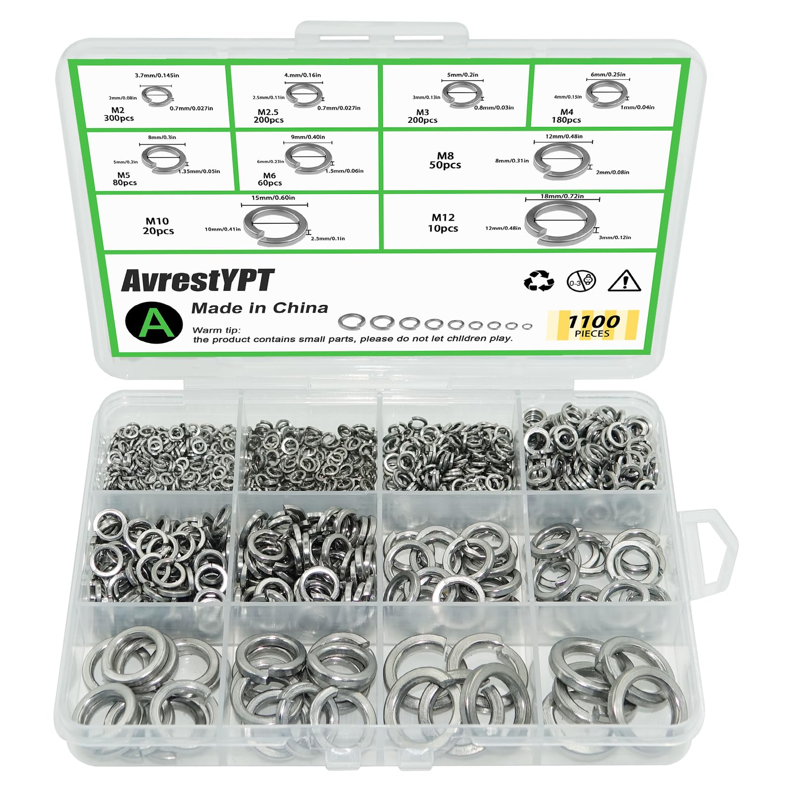 Retaining Rings Assortment Kit - 900 Pcs C & E Clips -12 Retaining Rings Assortment Kit - 900 Pcs C & E Clips -12