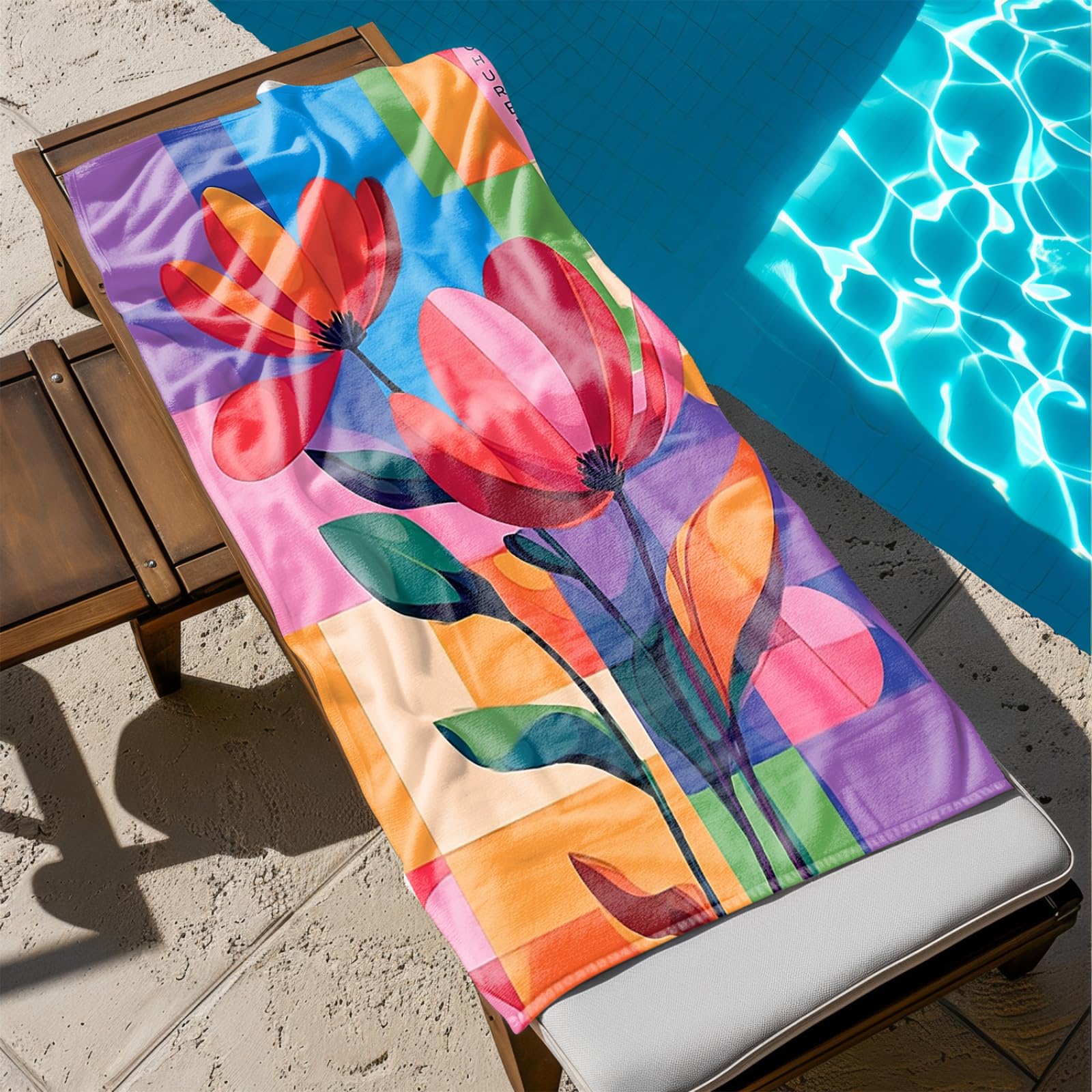 Genérico Toalla Playa 180X100 Flor Roja Azul Grande Toallas de Piscina Grandes Anti Arena Secado Rápido Gimnasio Hombre Mujer Lavable A Máquina Regalo