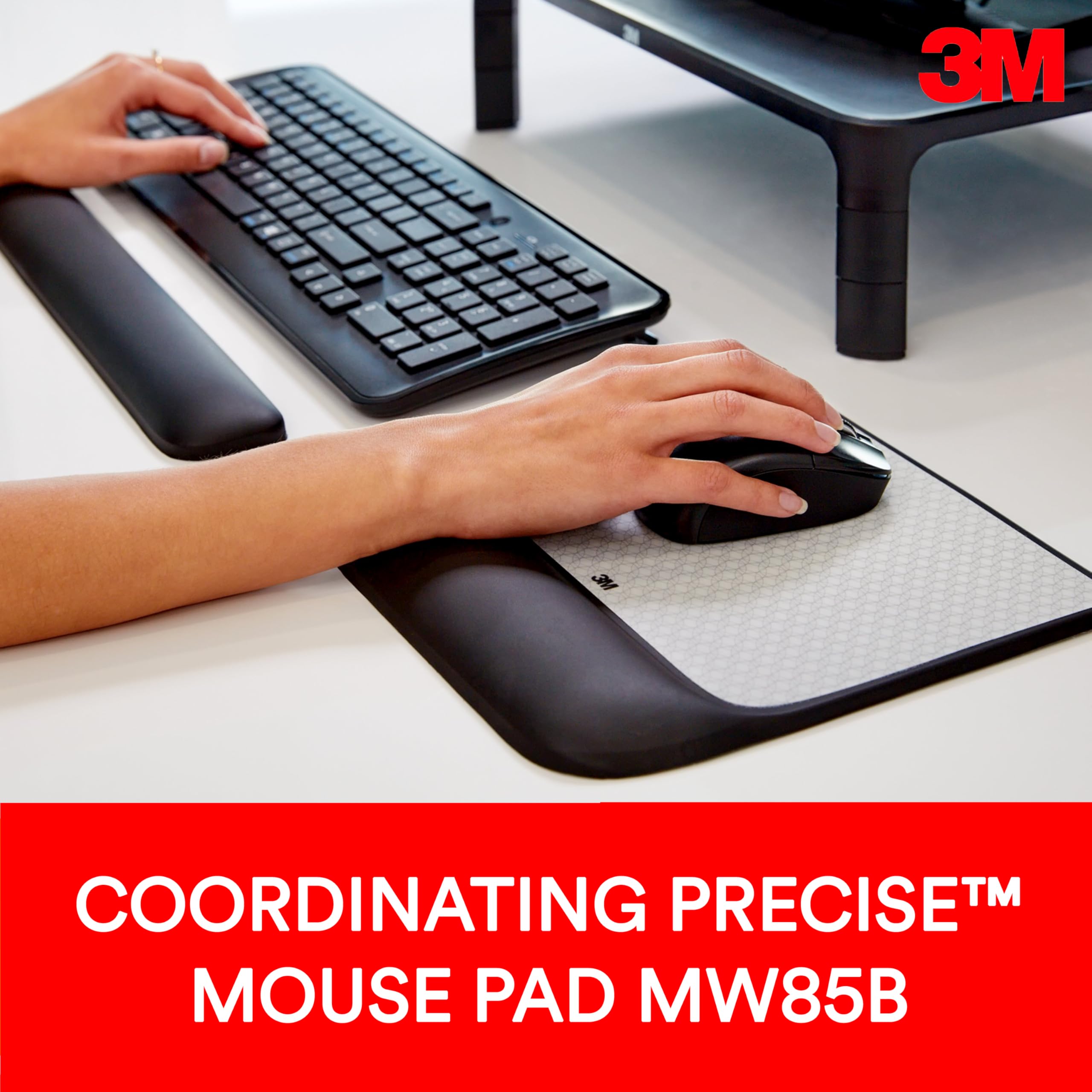 2x Mouse Pad Con Poggiapolsi In Memory Foam | Tappetino Ergonomico Per Ufficio | Antiscivolo E Morbido | Nero