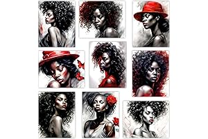 Black Women Glam Fashion Wall Decor - African American Afro Girl Art