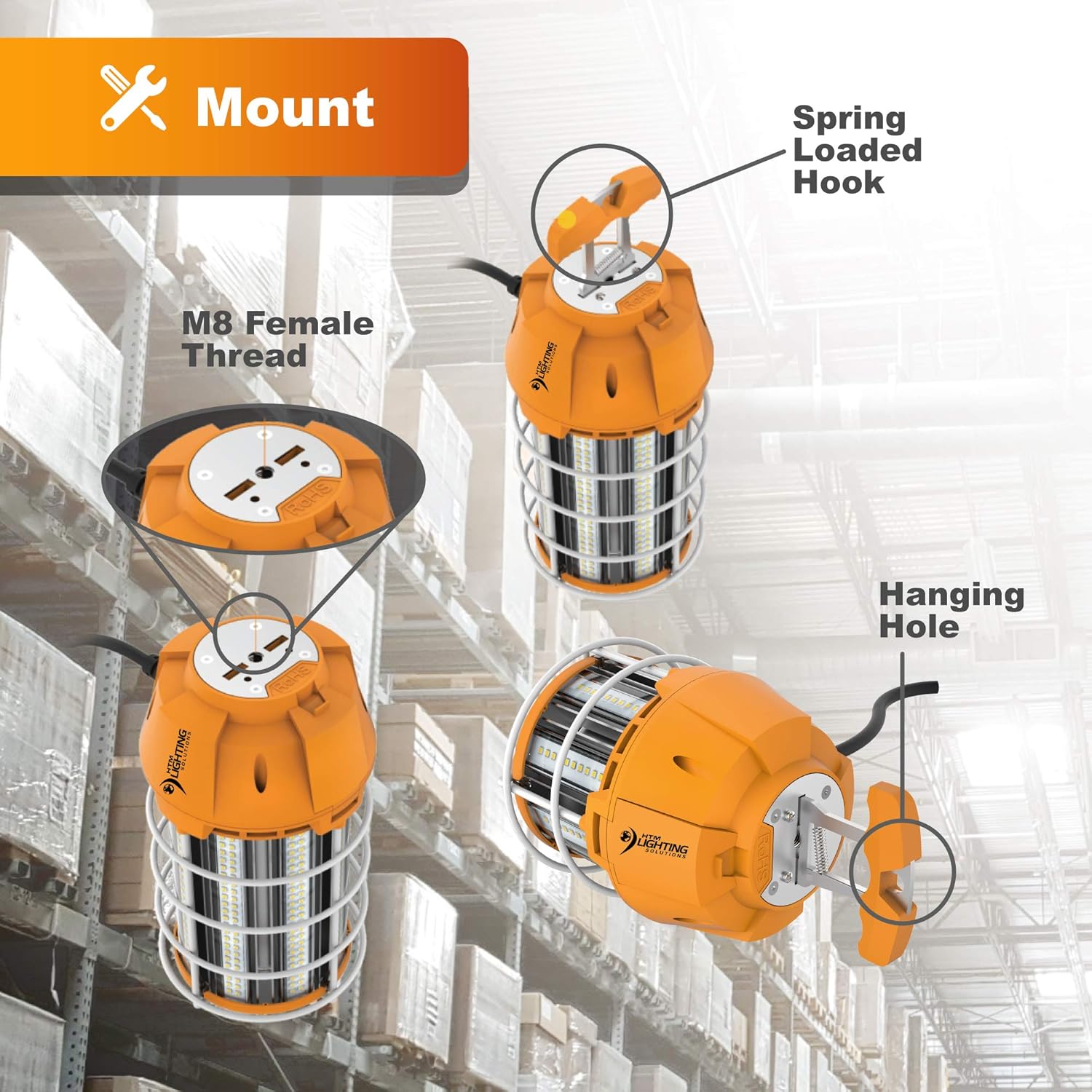 🛒 Crazy Deals 60W LED Temporary Construction Work Light 7,200lm 5000K Daylight White - 200W MH Equal Portable Commercial Linkable Job Site Cage Lighting - Spring Loaded Hook - IP65 UL Listed Super Cheap 🛒 60W LED Temporary Construction Work Light 7,200lm 5000K Daylight White - 200W MH Equal Portable Commercial Linkable Job Site Cage Lighting - Spring Loaded Hook - IP65 UL Listed