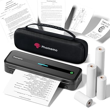 Phomemo M832 Mobile Printer, A4 Thermal Paper Roll Storage Box Included, Small, Portable Printer, Thermal, PC Compatible, Smartphone Compatible, For Business/Household/Travel/Studying, Supports a Wide Range of 8.5/8.3/4.3/3.1/2.1/2.1/2.1 inches 216/110/80/53 mm Black
