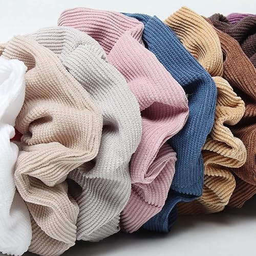 Miniatura 5 de 10 piezas de coleteros de cordury para mujer, con cordón medio, bandas elásticas para el cabello, ligas para el cabello de moda para cola de caballo