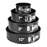 Springform Pan Set of 4, 4/7/9/10inch Cake Pan, Non-Stick Leak-Proof with Removable Bottom, Cheesecake Pan for Baking, Black