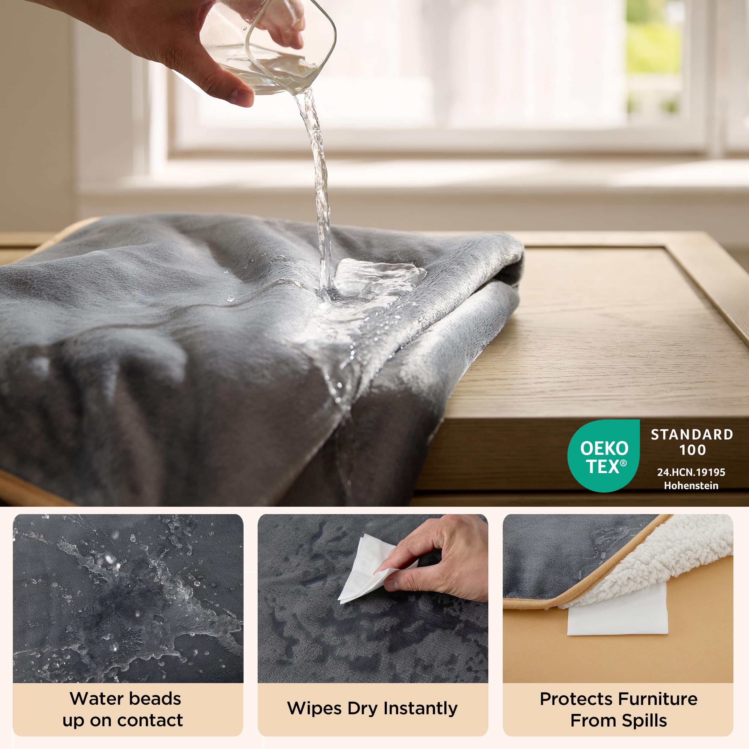 Bedsure Waterproof Pet Blanket (Sherpa and Fleece), additional listing photo 1