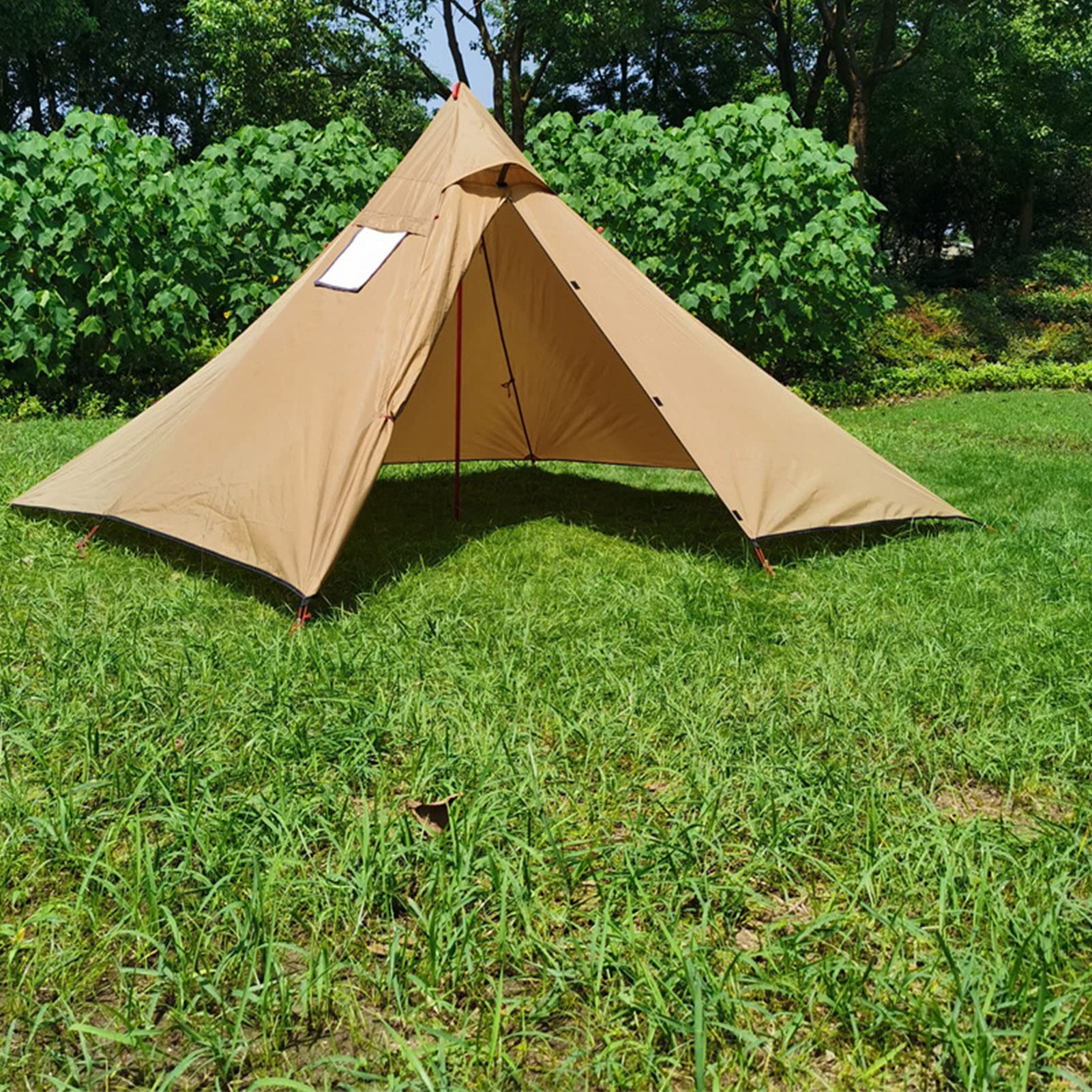 Tente De Camping Pyramidale 3-4 Personnes - Légère, étanche, Avec Fenêtre Cheminée | 270x270x160 Cm