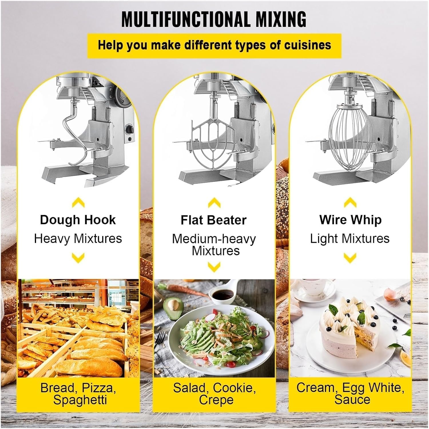 Macchina Impastatrice Elettrica Professionale, Acciaio Inossidabile con Gancio, Frusta e Frullatore, per Panificio, Ristorante, Pizzeria e Cucina Domestica, capacità Multiple (10L/15L/20L/30L),30L