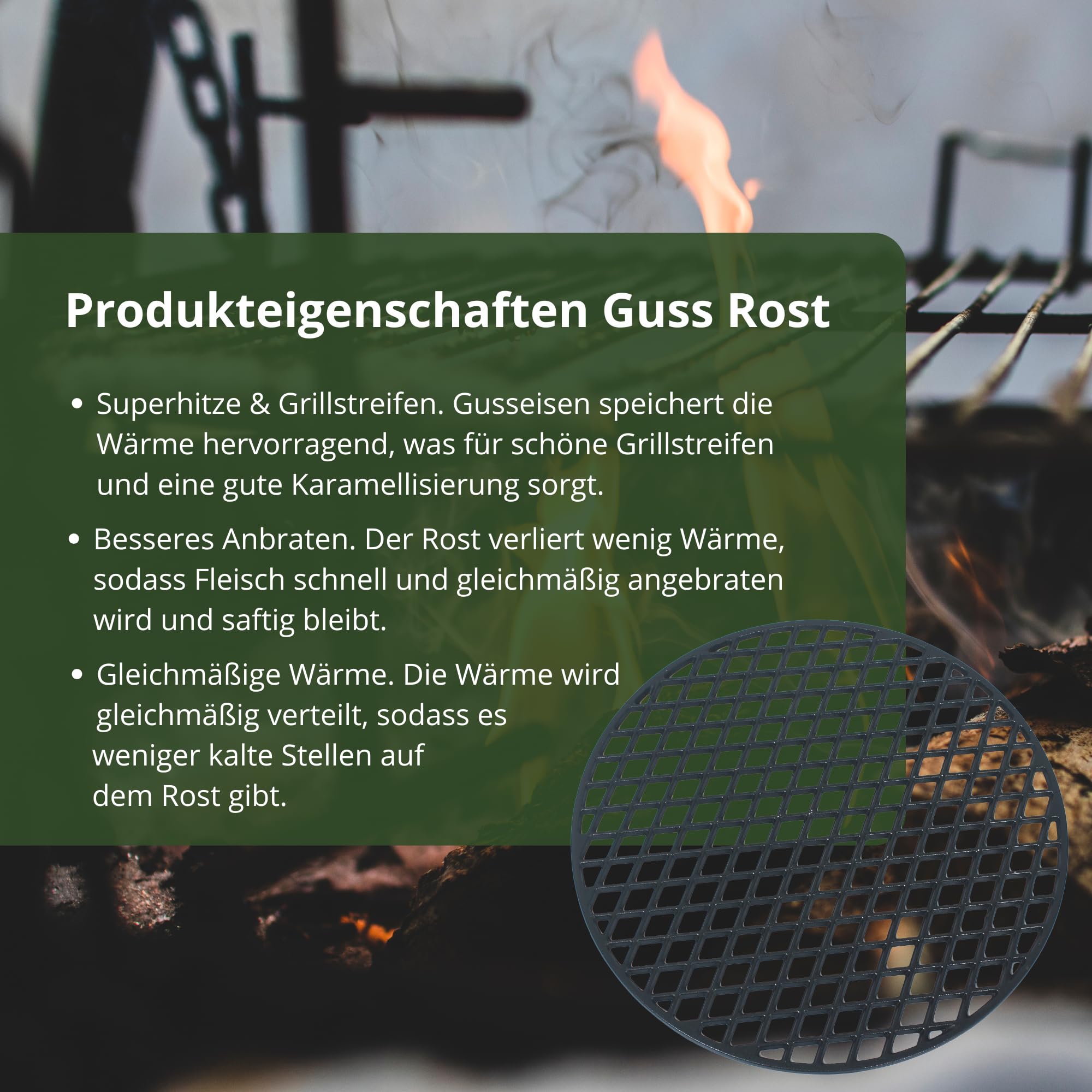 Hero Guss Grillrost Ø 44,5cm emailliert massiv Inclusive 2 Griffe ! auch z.B für Weber 45,46,47cm
